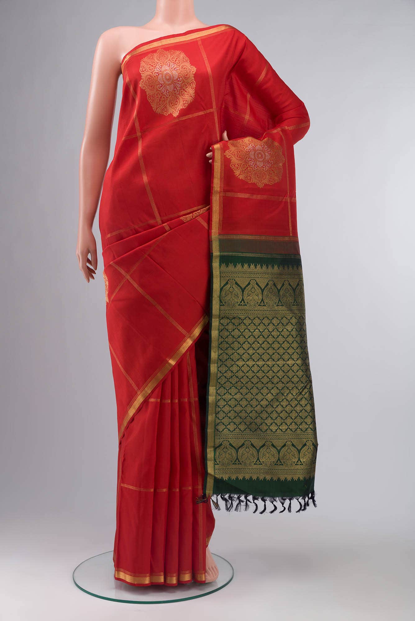 Pure Silk Pure Zari Orange Kanchipuram Saree