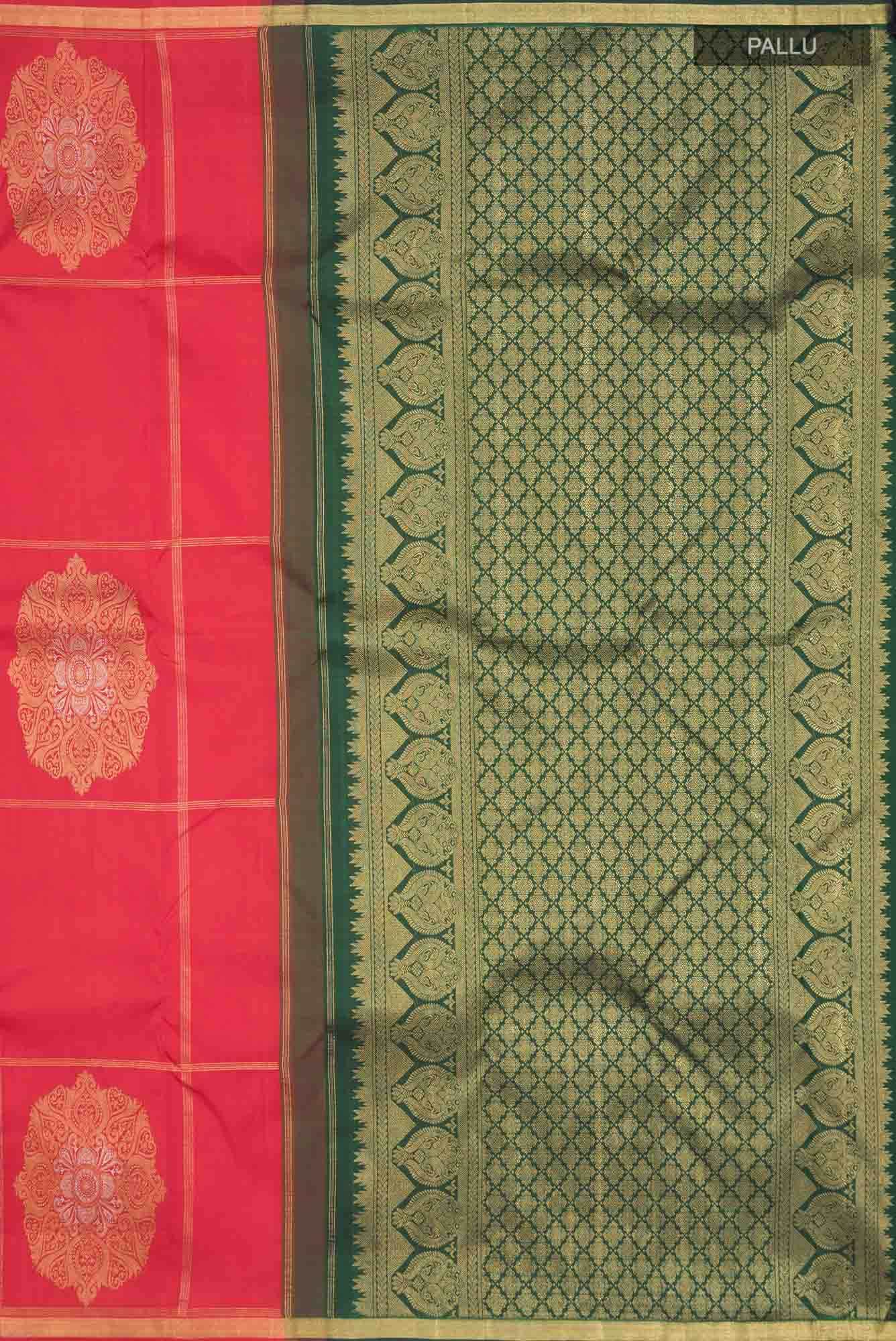 Pure Silk Pure Zari Orange Kanchipuram Saree