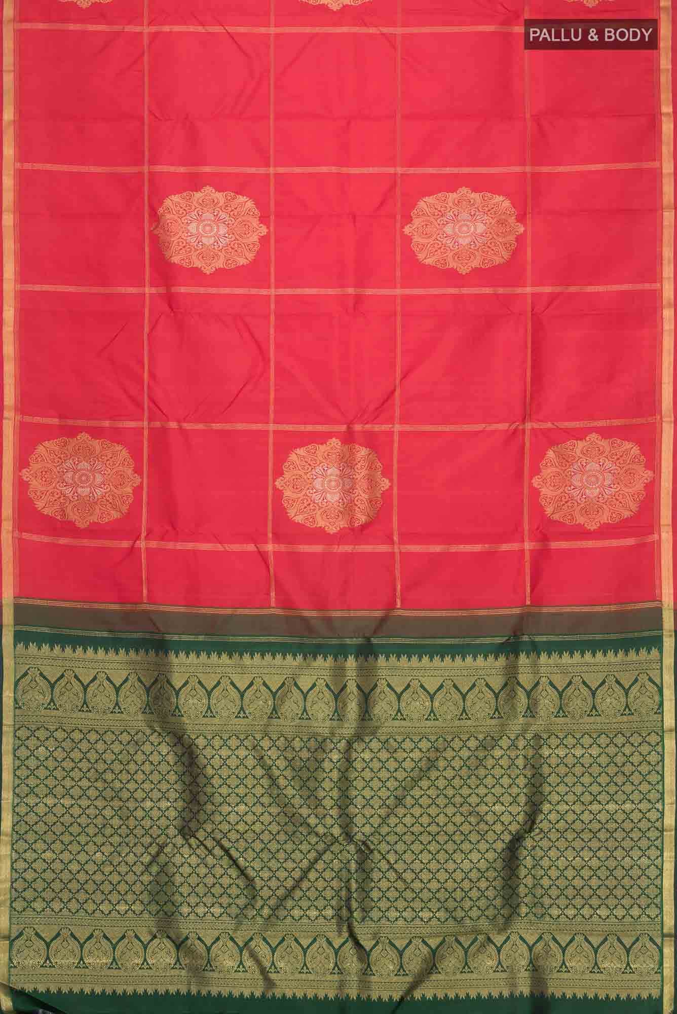 Pure Silk Pure Zari Orange Kanchipuram Saree