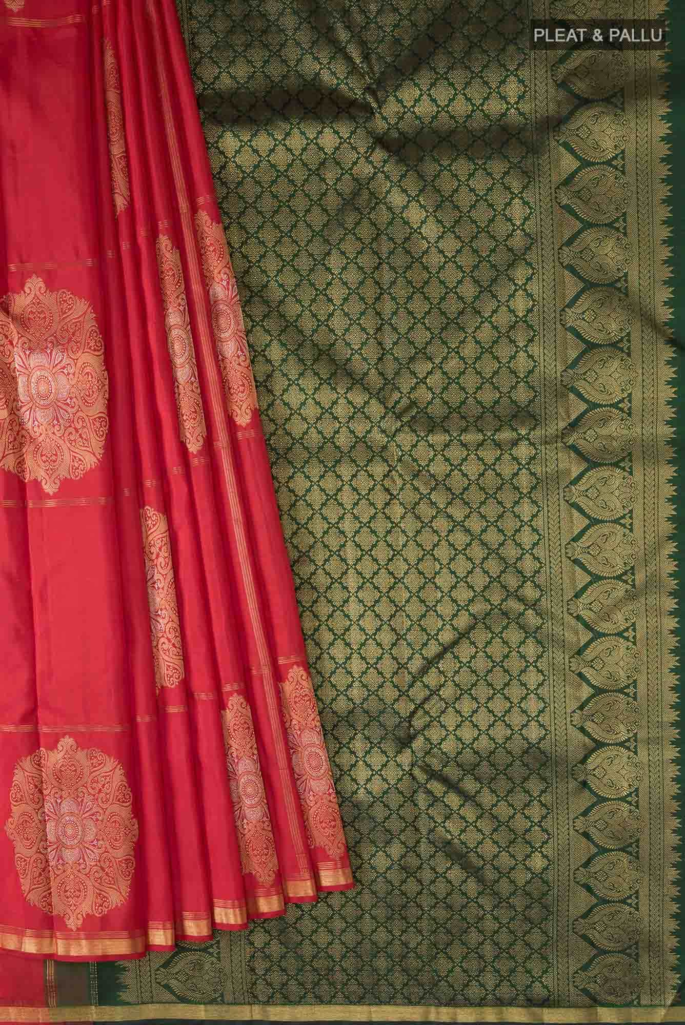Pure Silk Pure Zari Orange Kanchipuram Saree