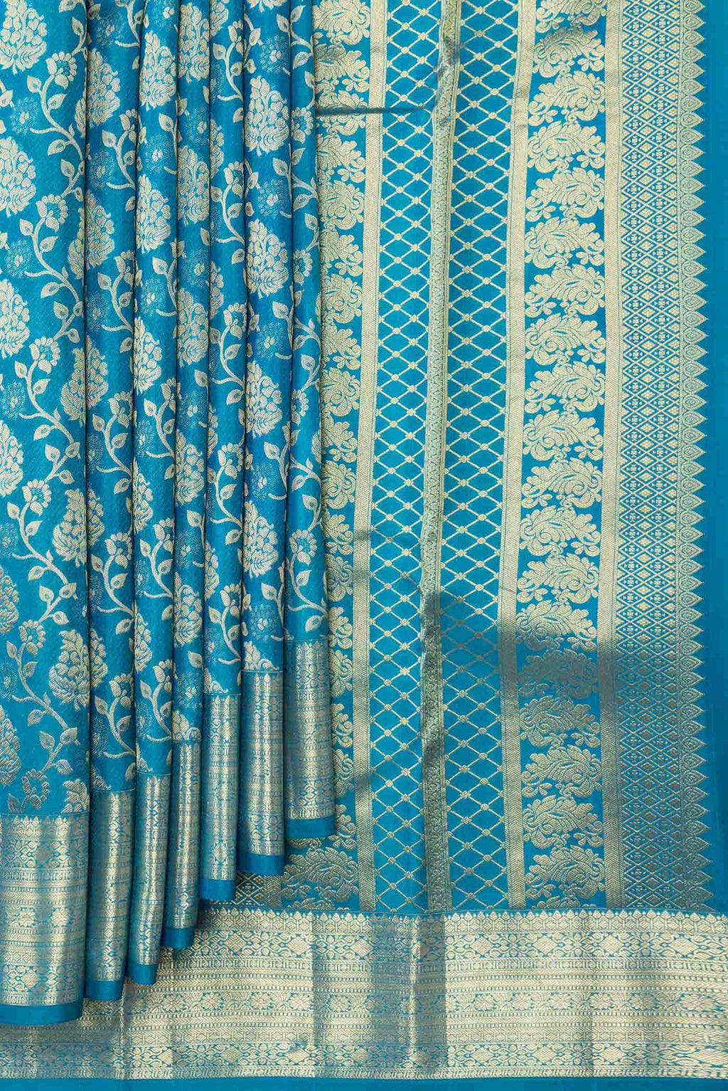 Peacock Blue Dual Tone Kanchipuram Silk Saree