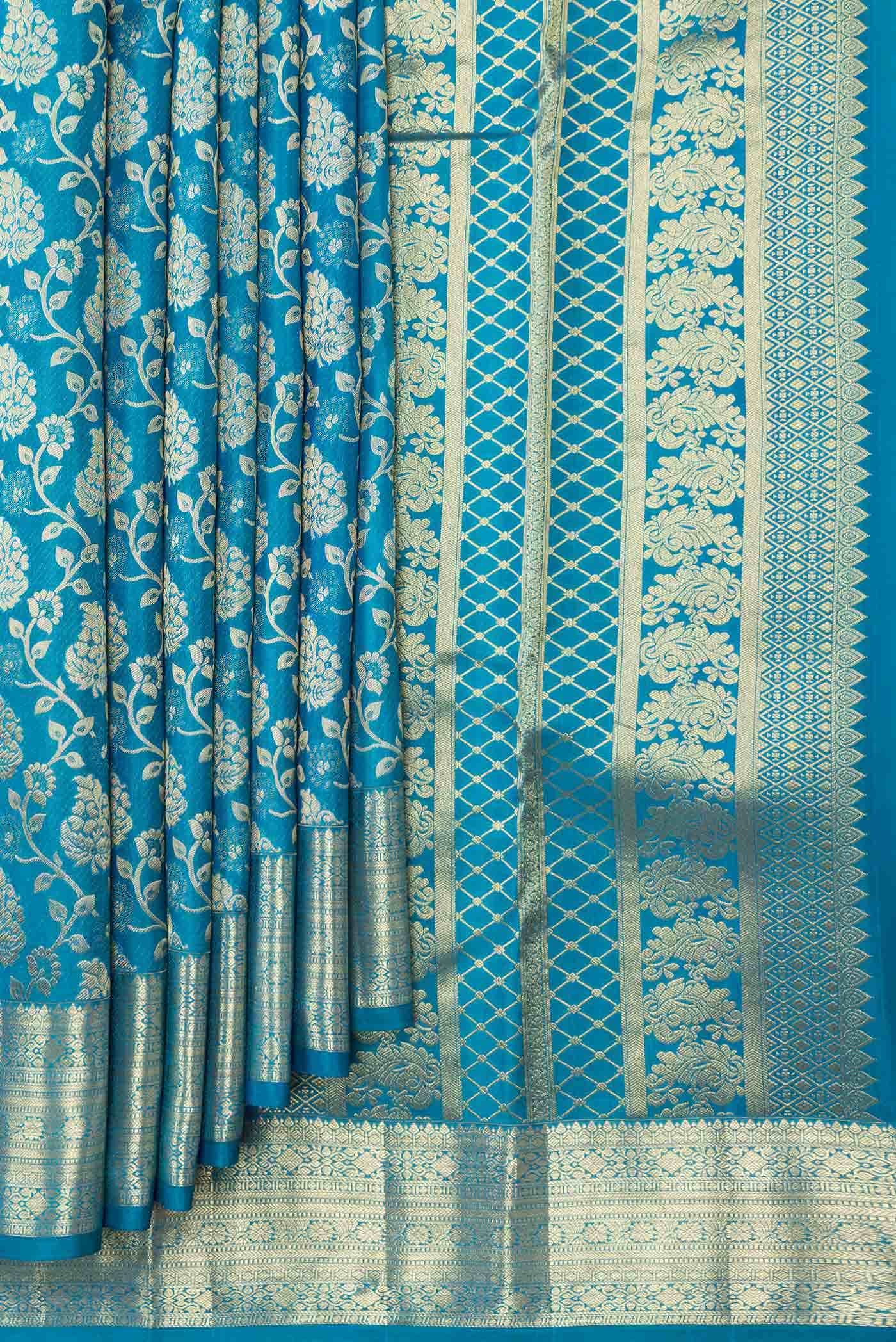 Peacock Blue Dual Tone Kanchipuram Silk Saree