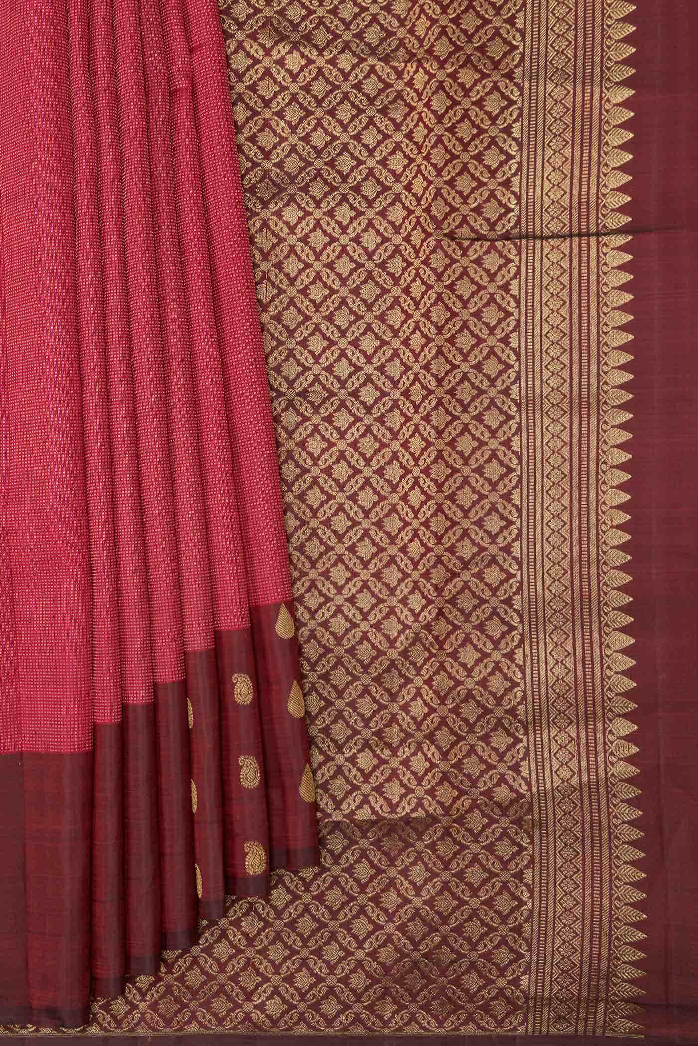 Red Dual Tone Kanchipuram Silk Saree