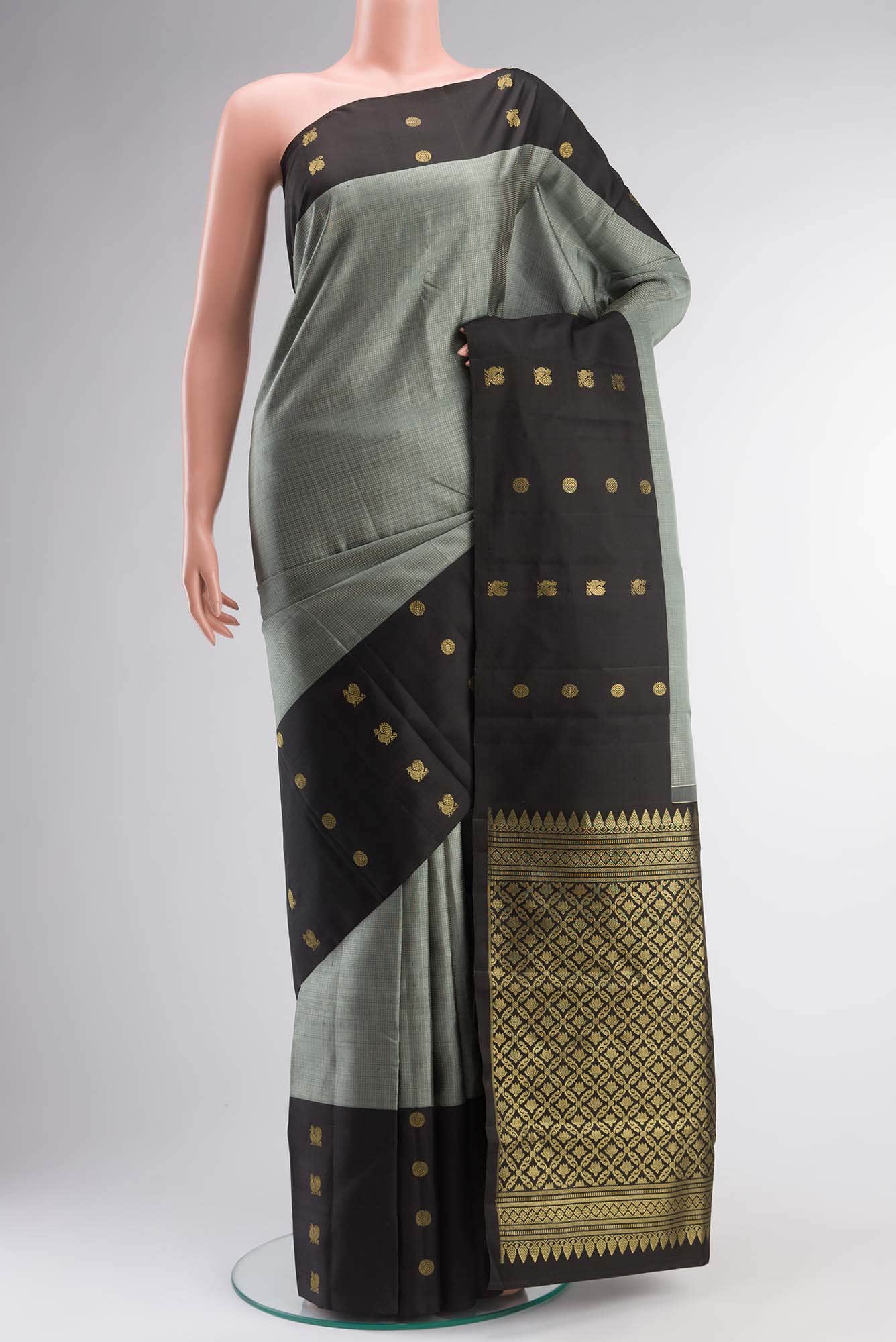 Grey Kanchipuram Silk Saree