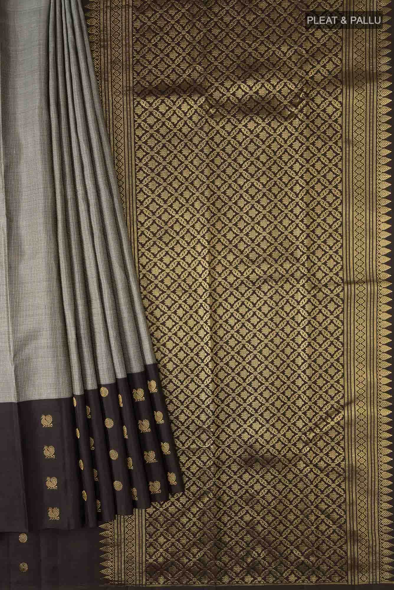 Grey Kanchipuram Silk Saree