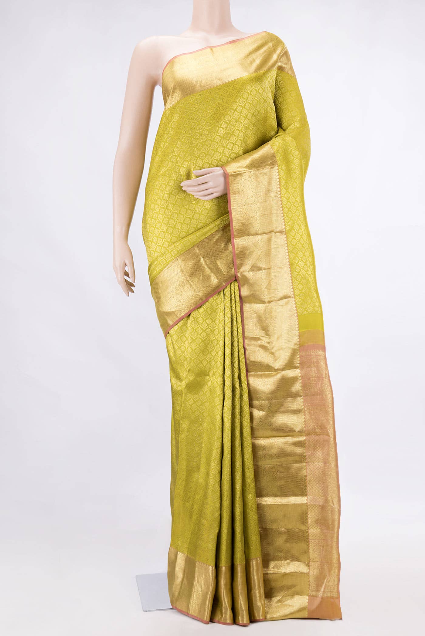 Parrot Green Dual Tone Kanchipuram Silk Saree
