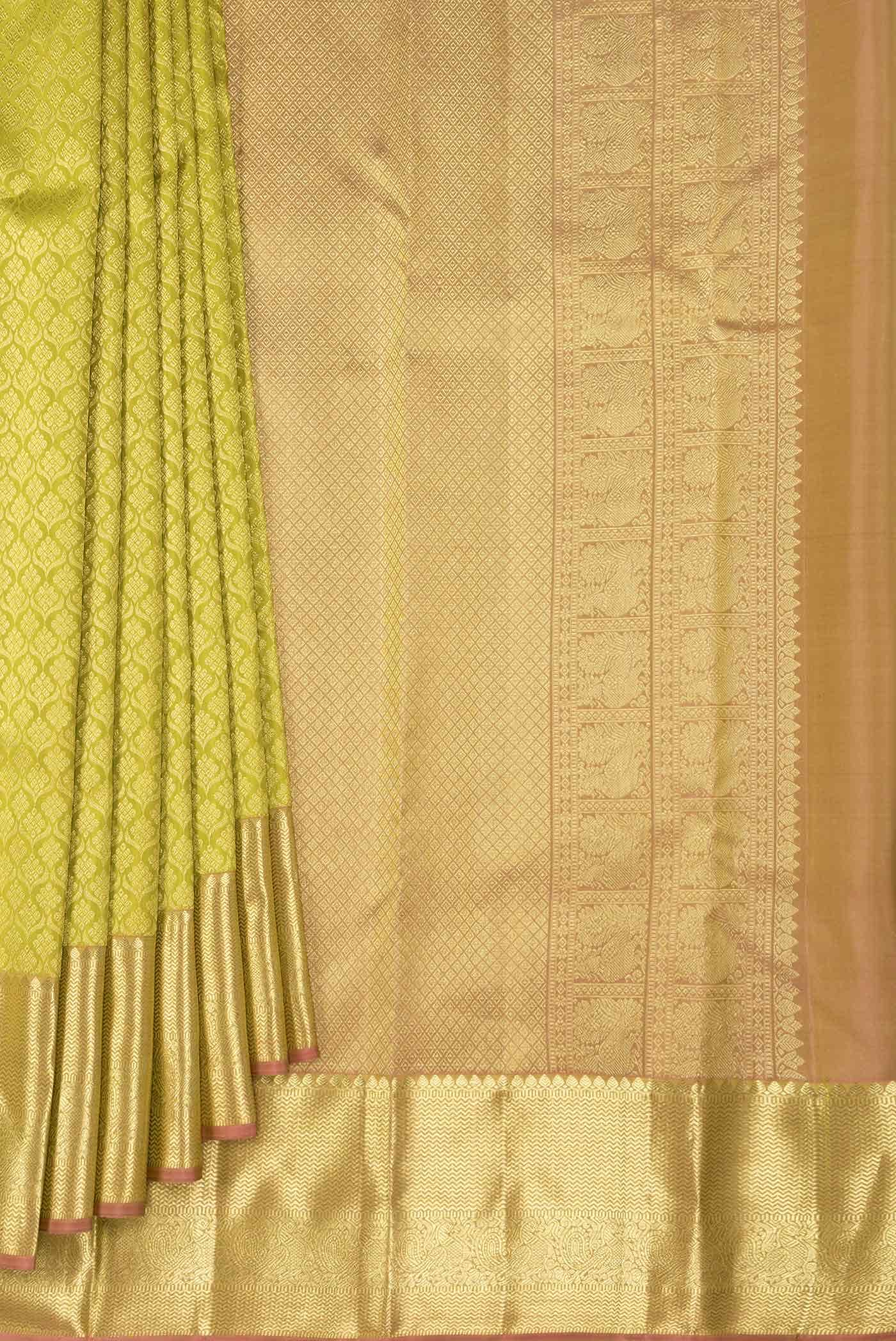 Parrot Green Dual Tone Kanchipuram Silk Saree
