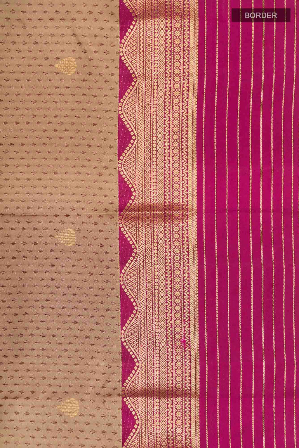 Beige with Brown Dual Tone Kanchipuram Silk Saree