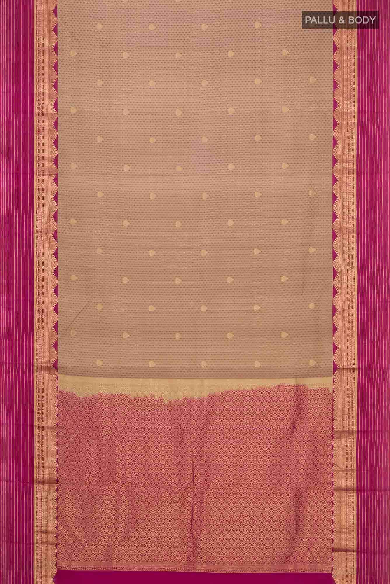 Beige with Brown Dual Tone Kanchipuram Silk Saree