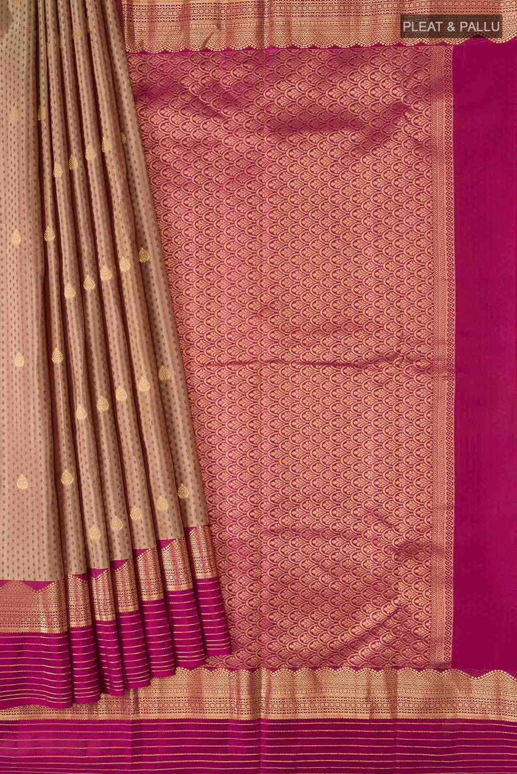 Beige with Brown Dual Tone Kanchipuram Silk Saree