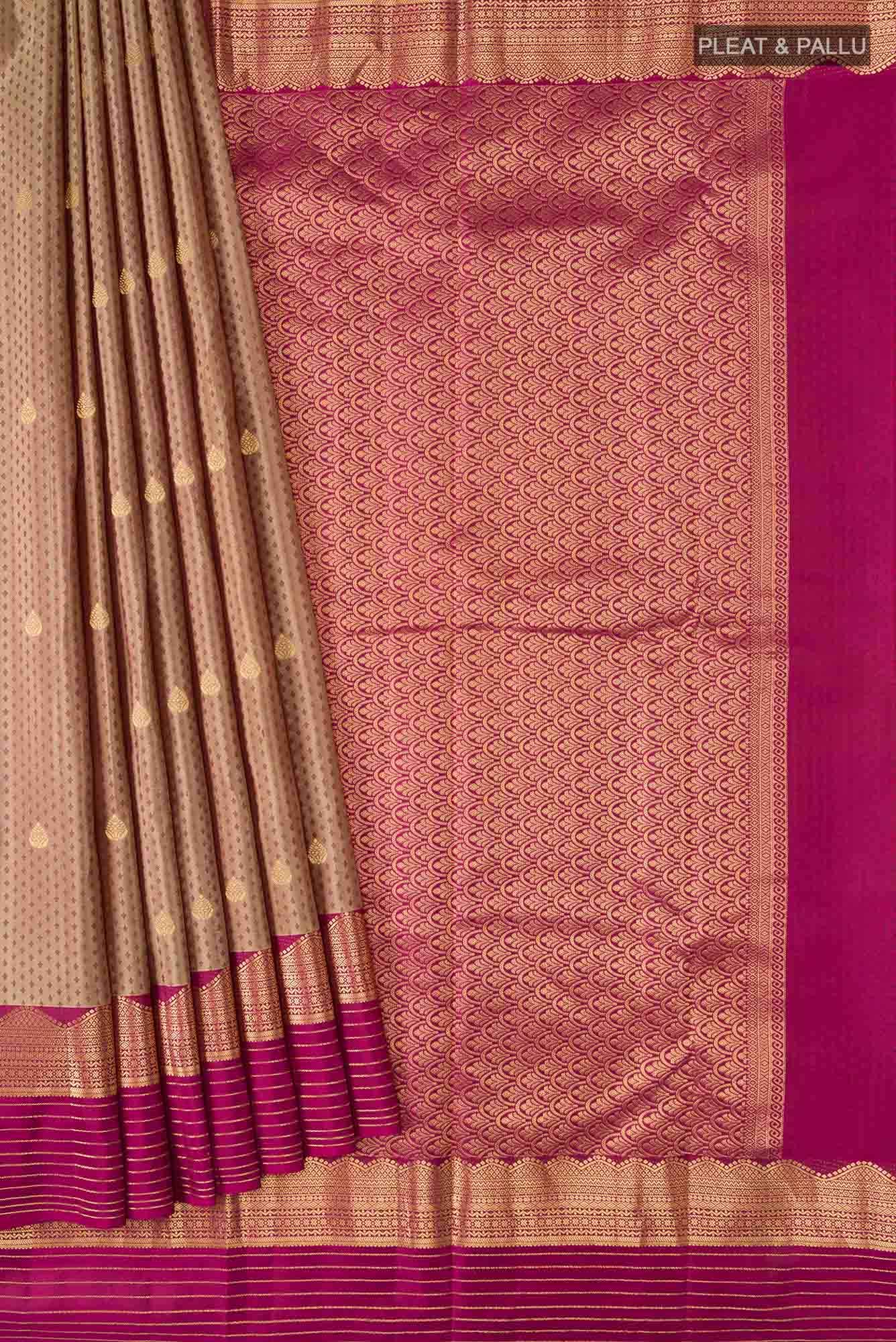 Beige with Brown Dual Tone Kanchipuram Silk Saree