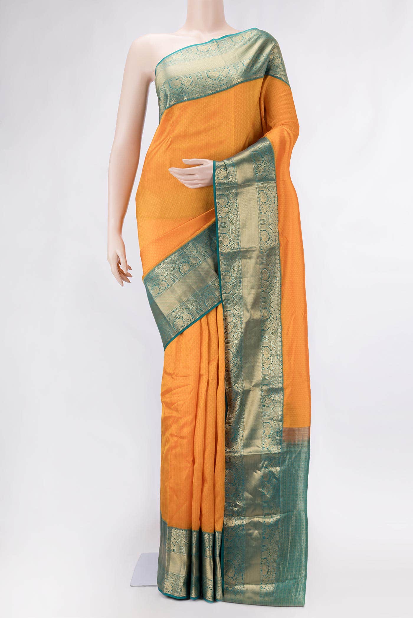 Orange Dual Tone Kanchipuram Silk Saree