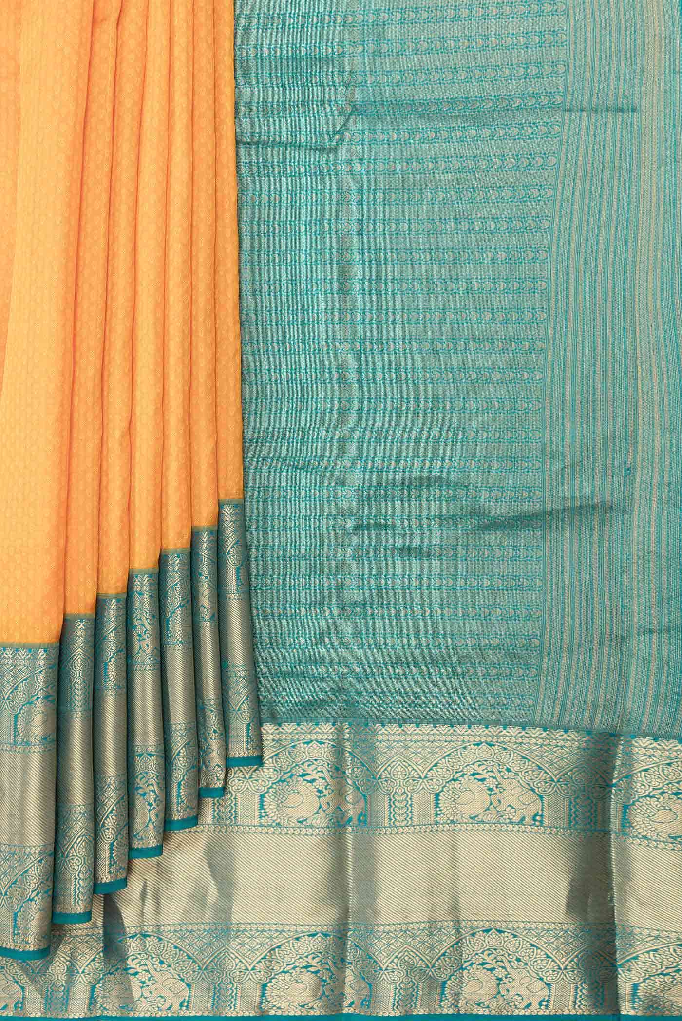 Orange Dual Tone Kanchipuram Silk Saree