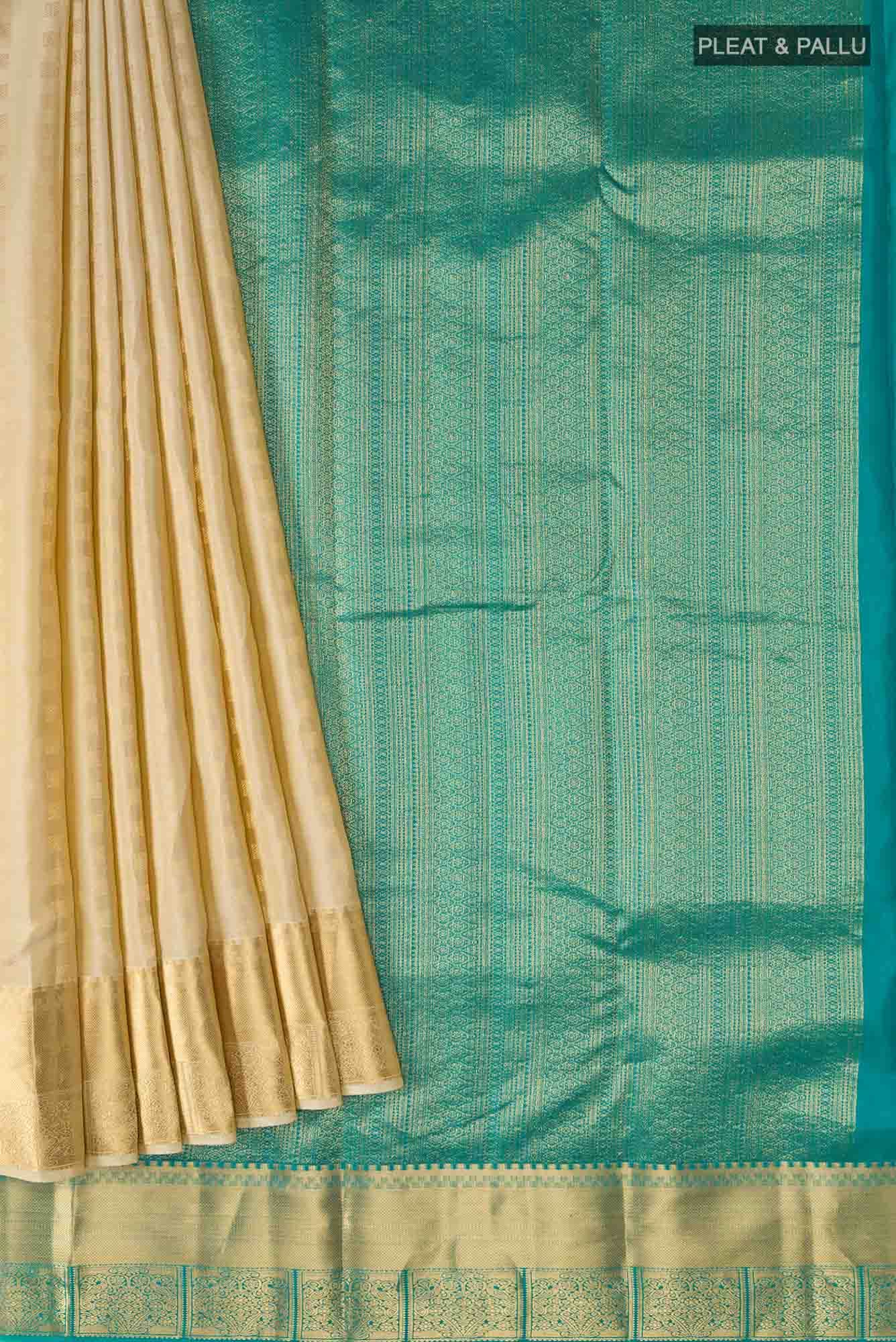 Beige Kanchipuram Silk Saree