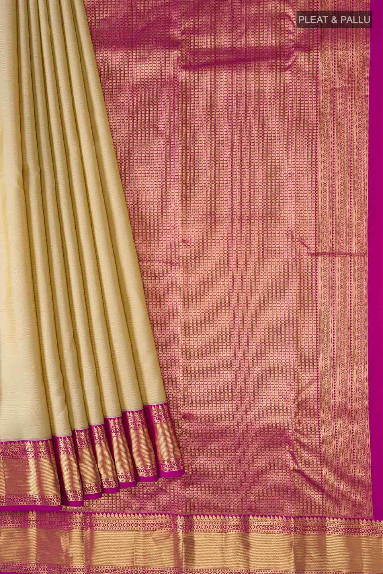 Beige Kanchipuram Silk Saree
