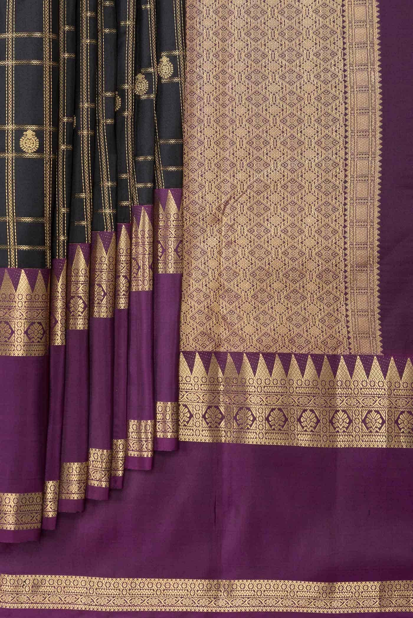 Black Dual Tone Kanchipuram Silk Saree