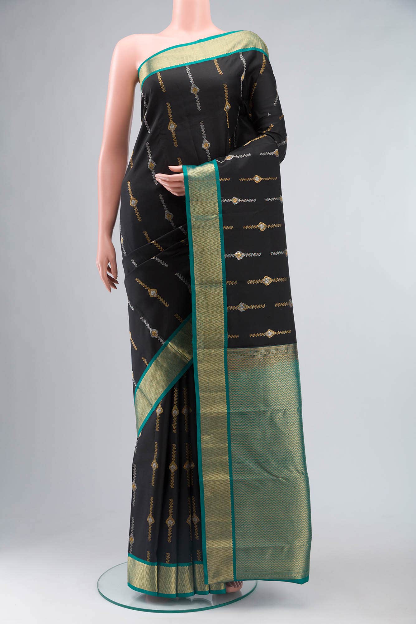 Black Kanchipuram Silk Saree