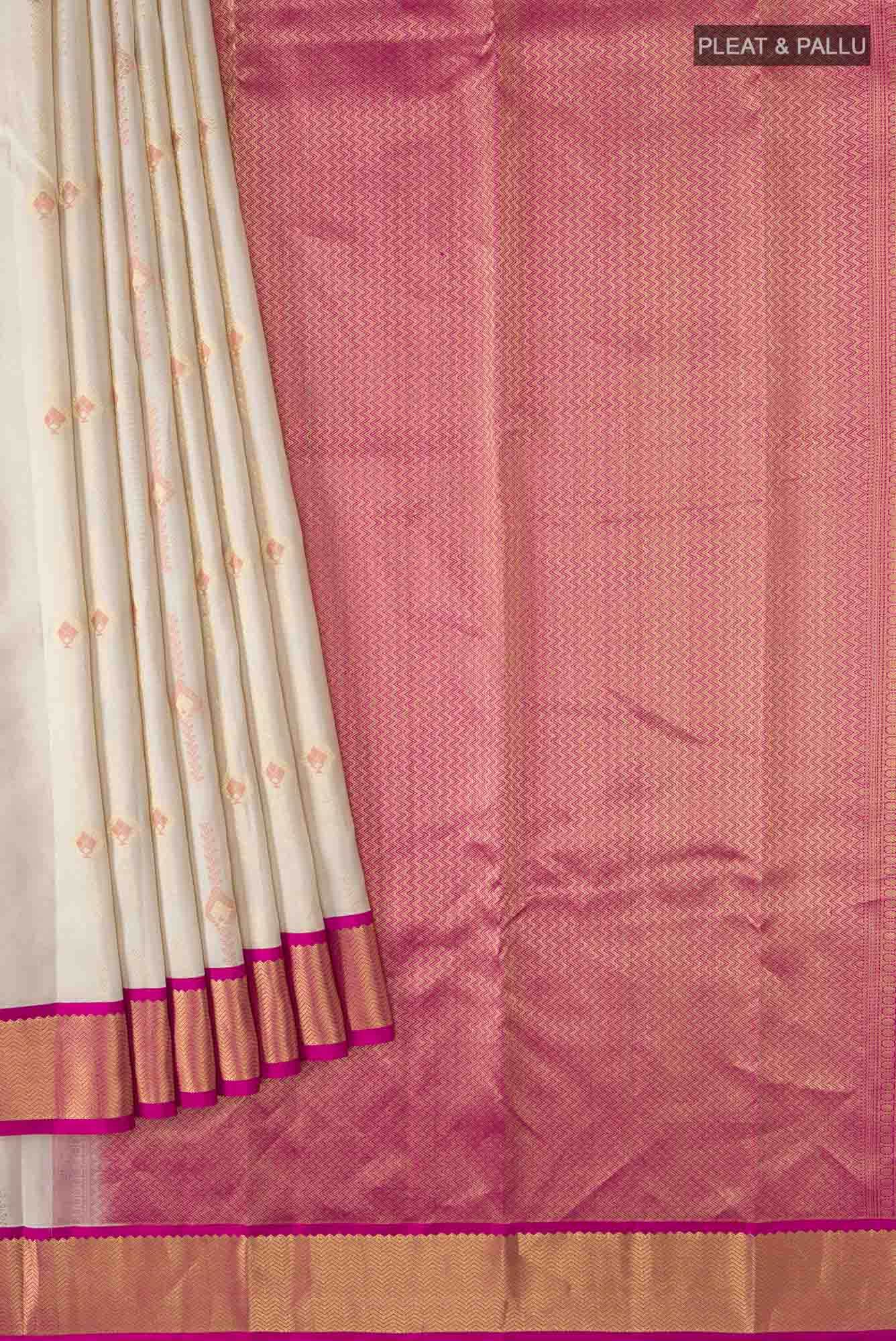 Cream Kanchipuram Silk Saree