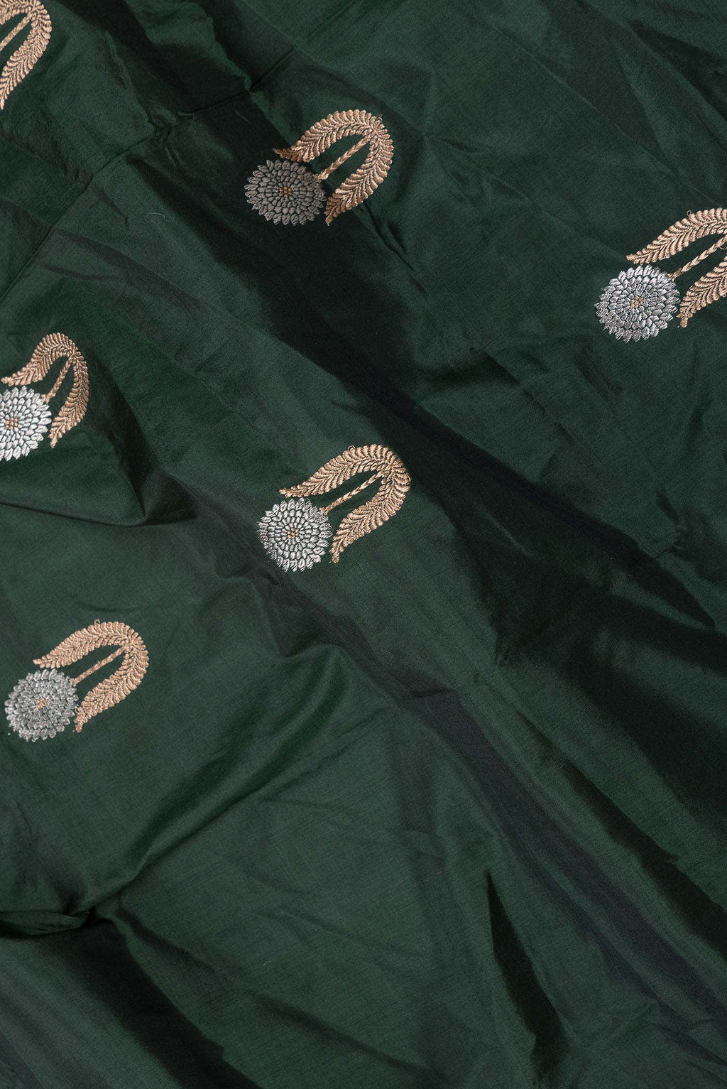 Bottle Green Dual Tone Banarasi Silk Saree