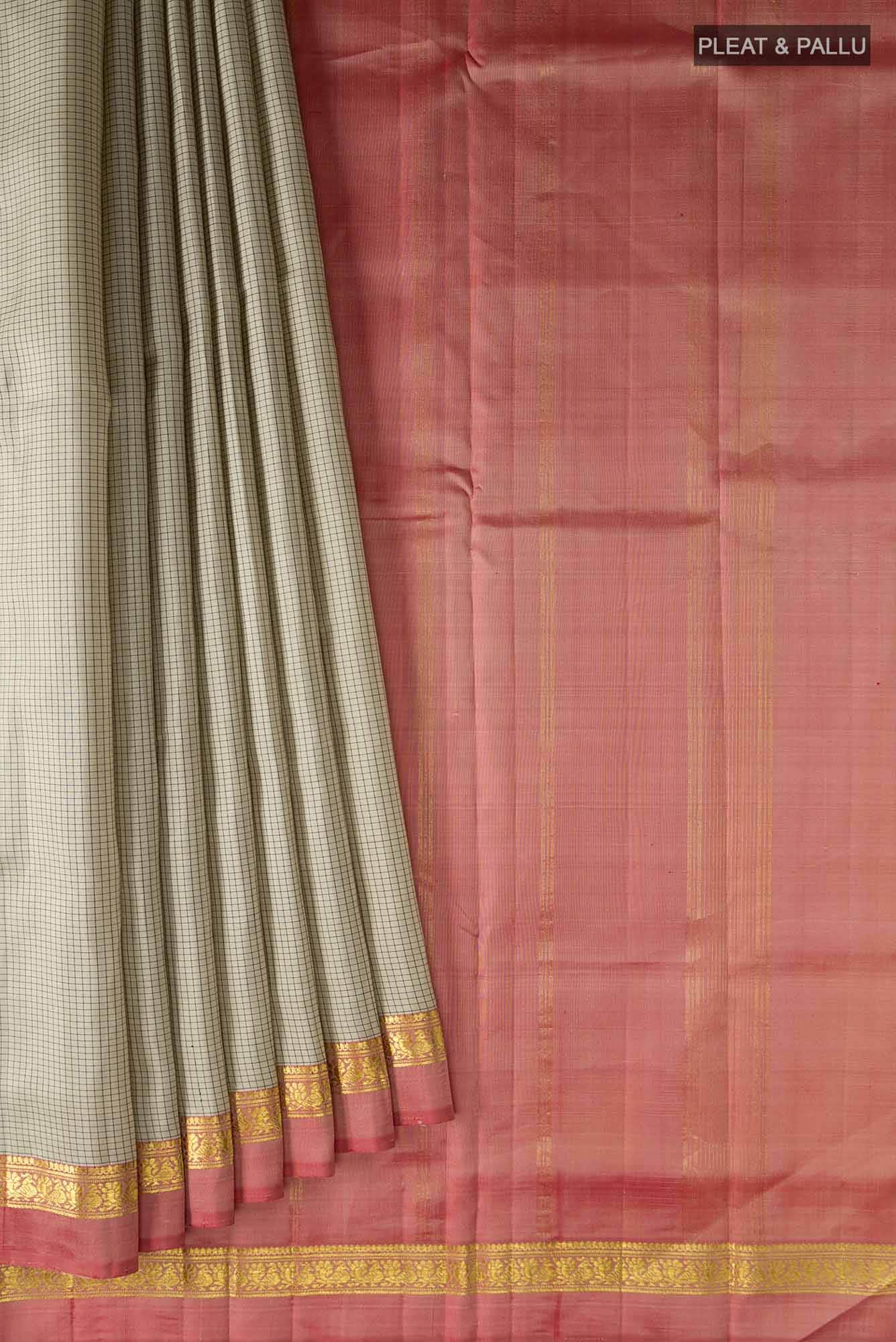 Beige Kanchipuram Silk Saree