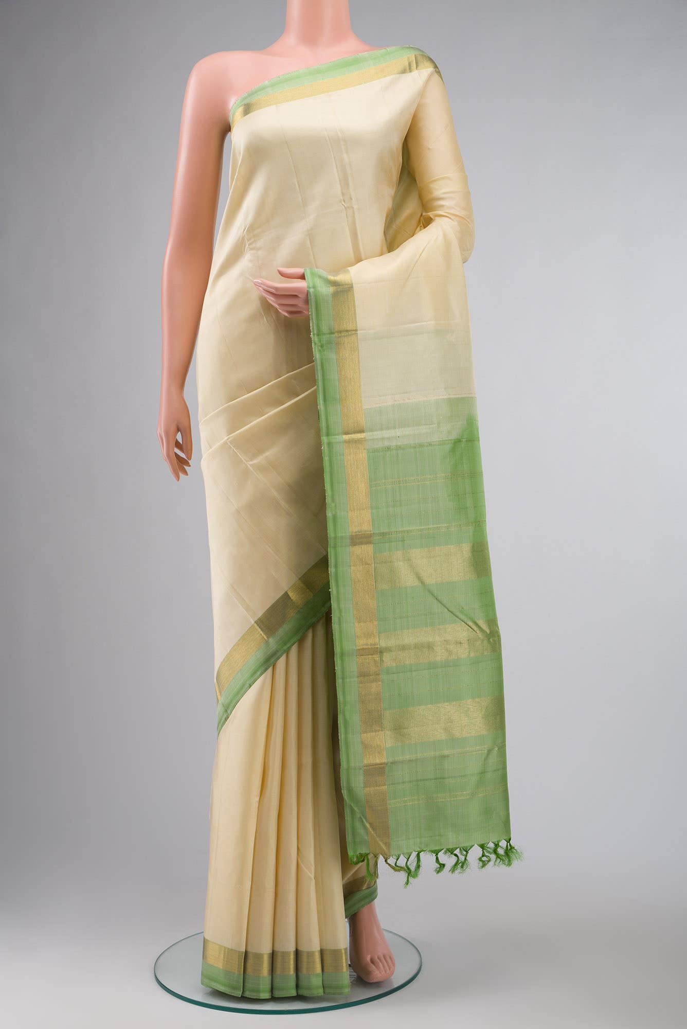 Cream Kanchipuram Silk Saree