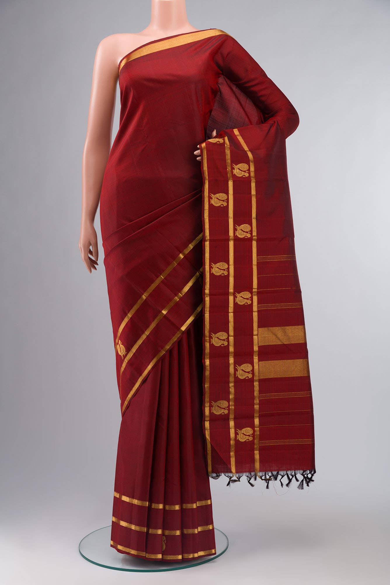 Maroon Kanchipuram Silk Saree
