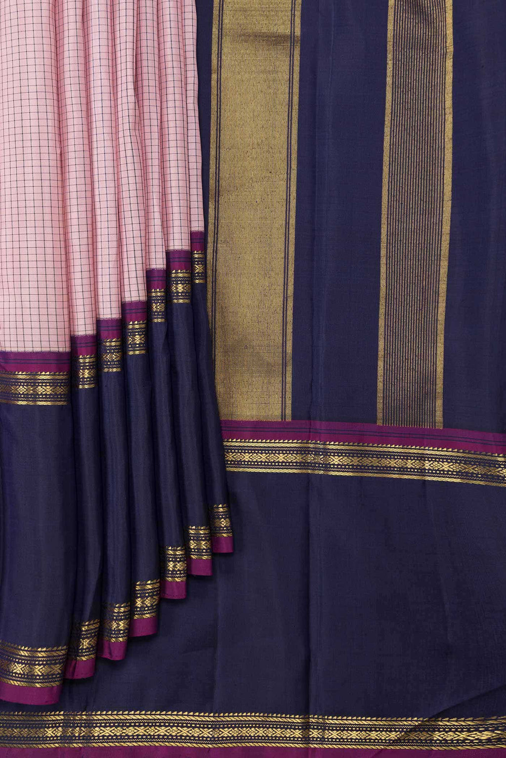 Pure Silk Pure Zari Pink Dual Tone Kanchipuram Saree