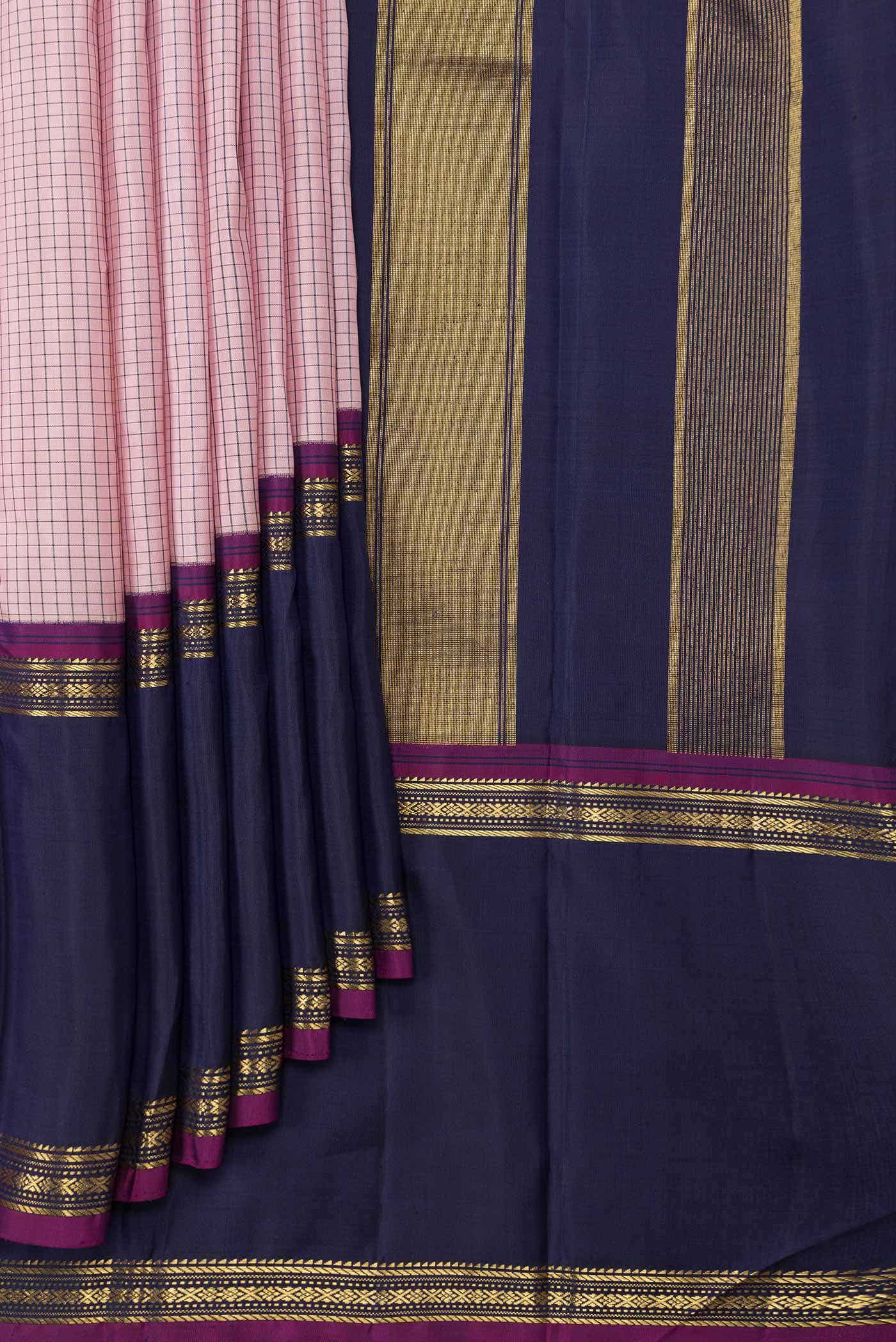 Pure Silk Pure Zari Pink Dual Tone Kanchipuram Saree