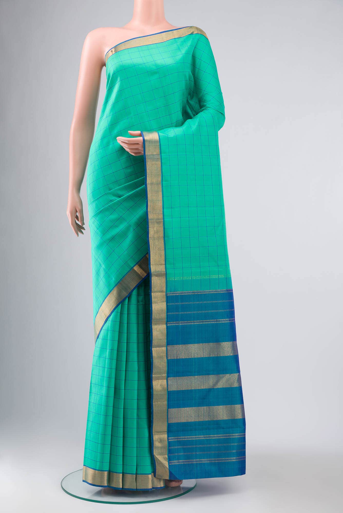 Sea Green Kanchipuram Silk Saree