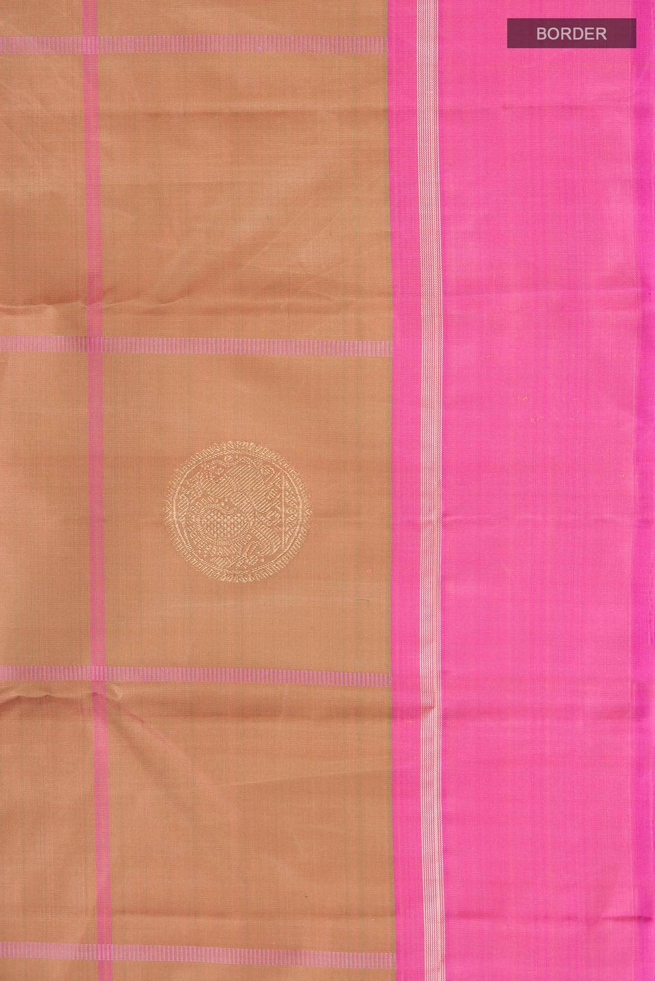 Peach with Green Dual Tone Kanchipuram Silk Saree