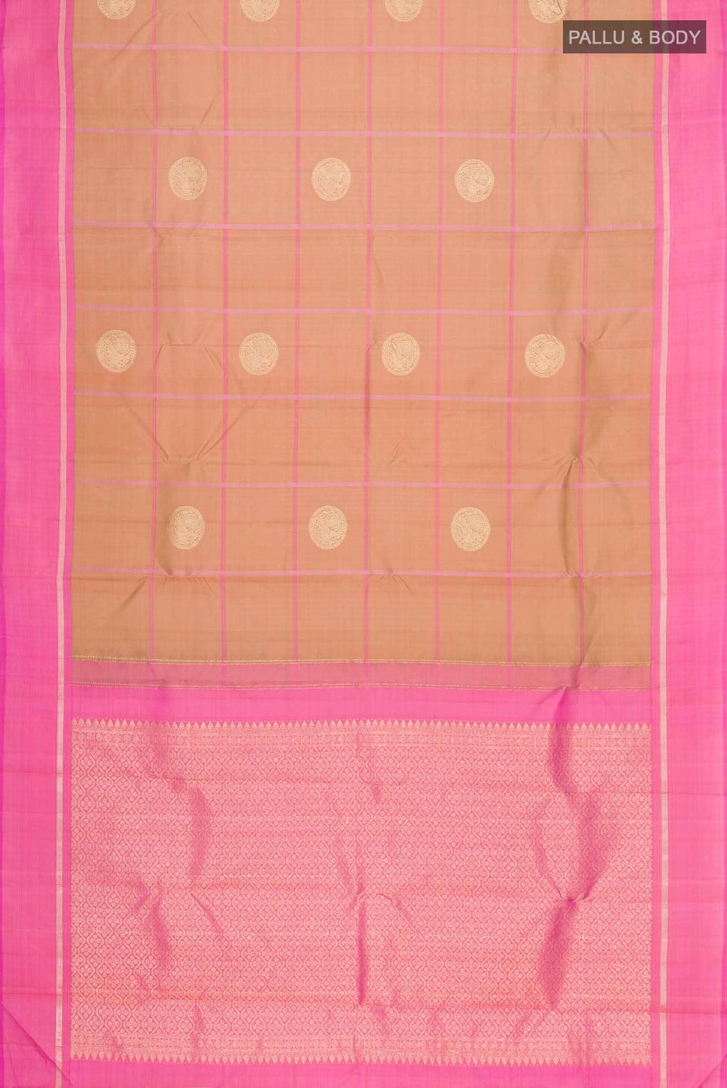 Peach with Green Dual Tone Kanchipuram Silk Saree