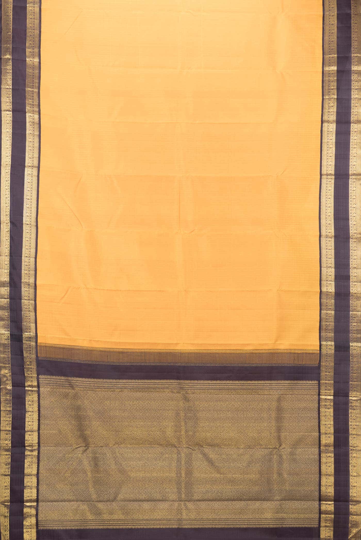 Pure Silk Pure Zari Mustard Dual Tone Kanchipuram Saree