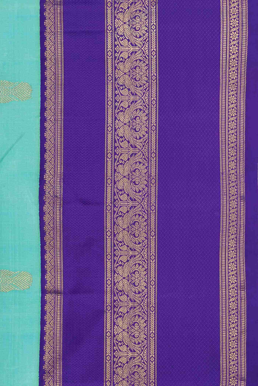 Pure Silk Pure Zari Sea Green Dual Tone Kanchipuram Saree