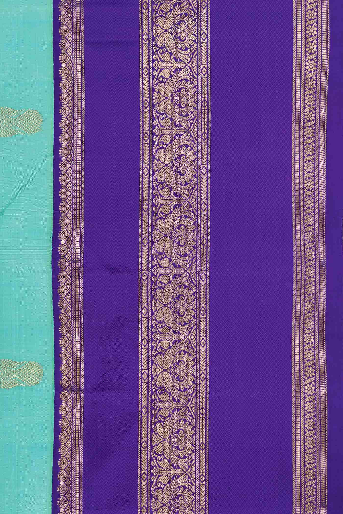 Pure Silk Pure Zari Sea Green Dual Tone Kanchipuram Saree