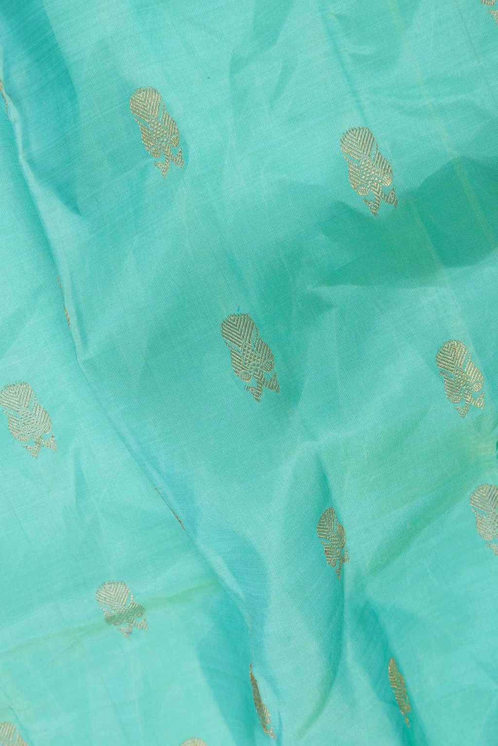 Pure Silk Pure Zari Sea Green Dual Tone Kanchipuram Saree