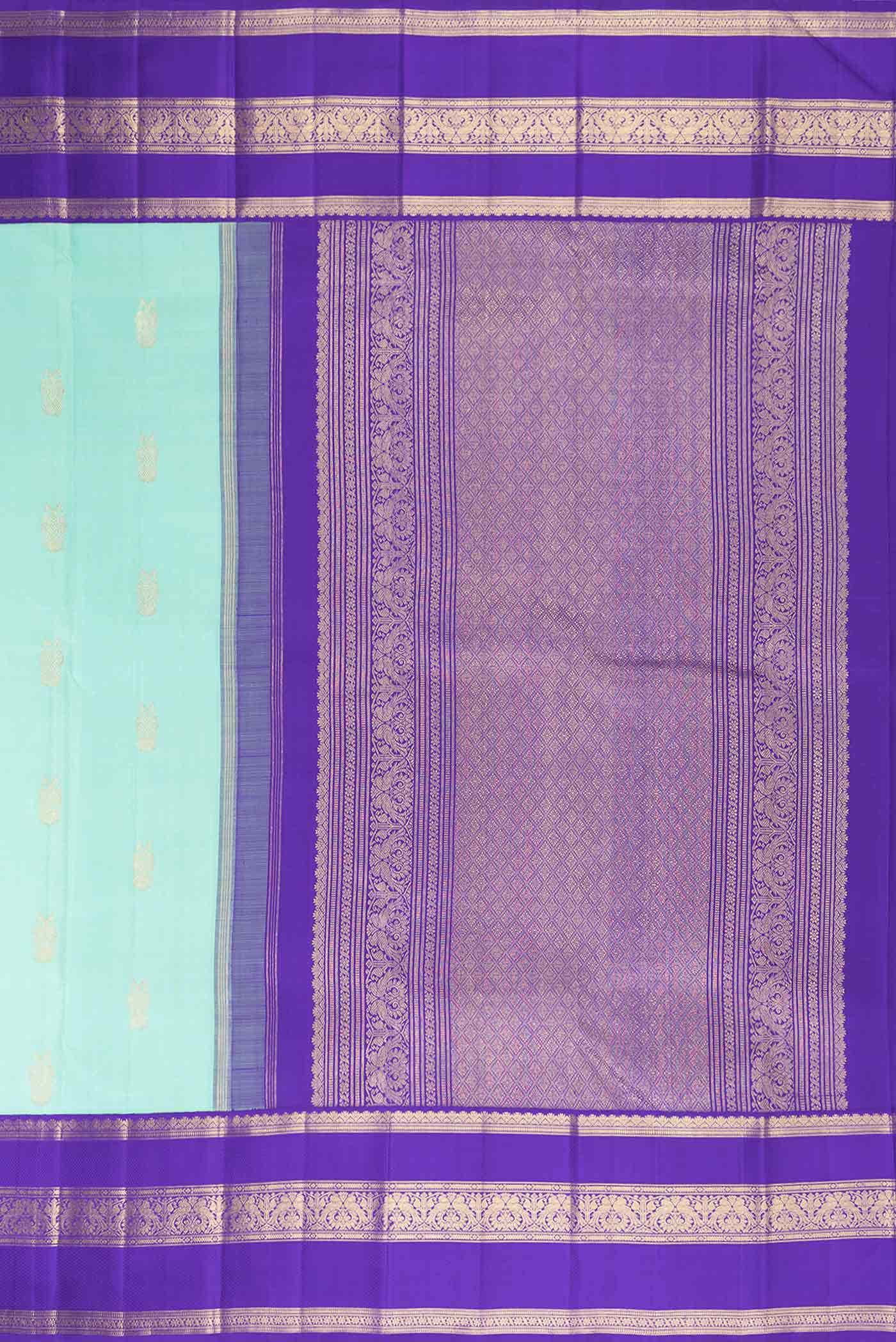 Pure Silk Pure Zari Sea Green Dual Tone Kanchipuram Saree