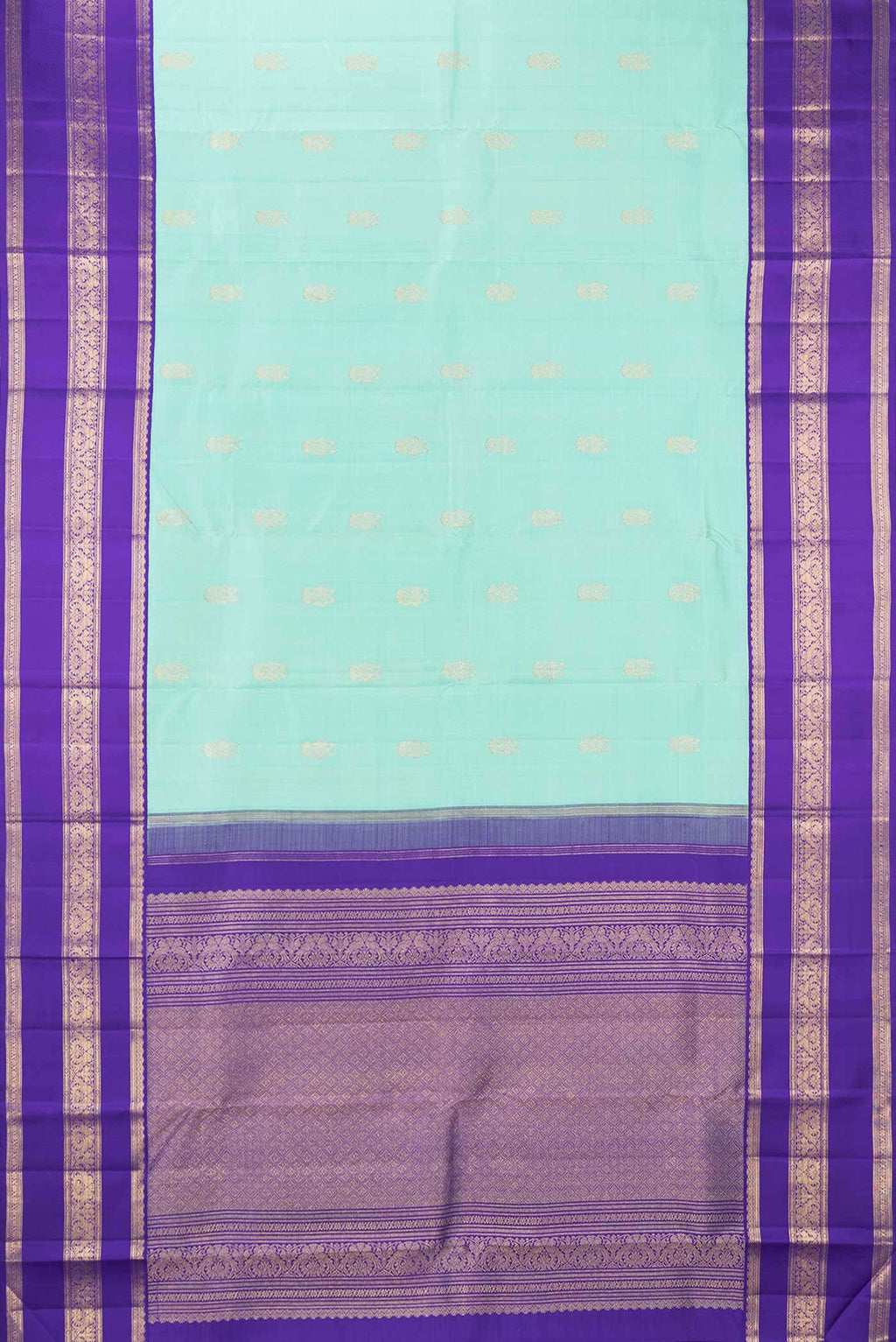 Pure Silk Pure Zari Sea Green Dual Tone Kanchipuram Saree