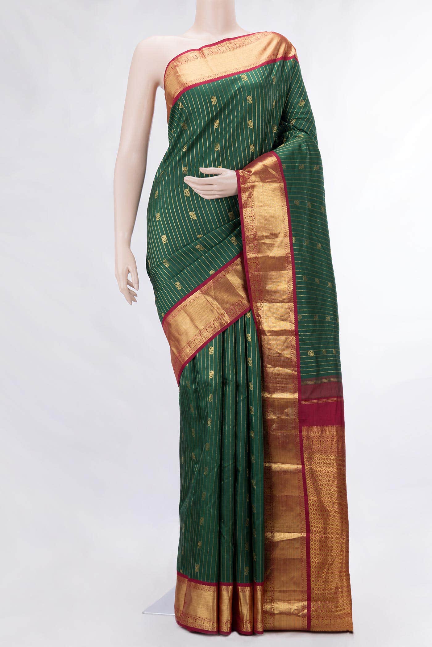 Pure Silk Pure Zari Green Kanchipuram Saree