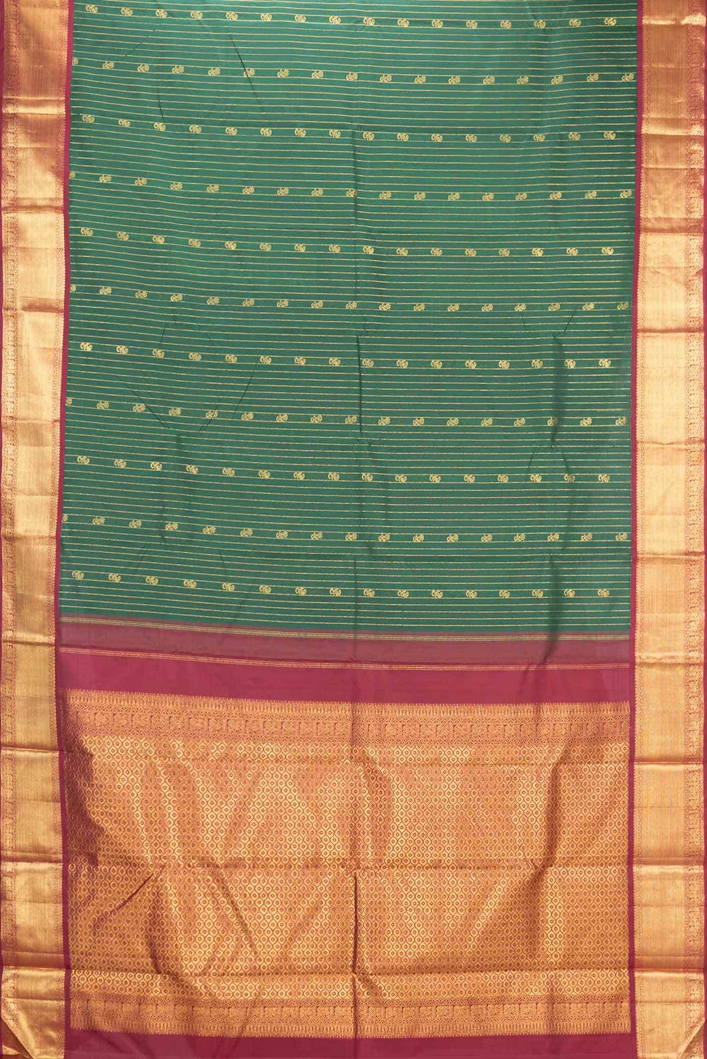 Pure Silk Pure Zari Green Kanchipuram Saree