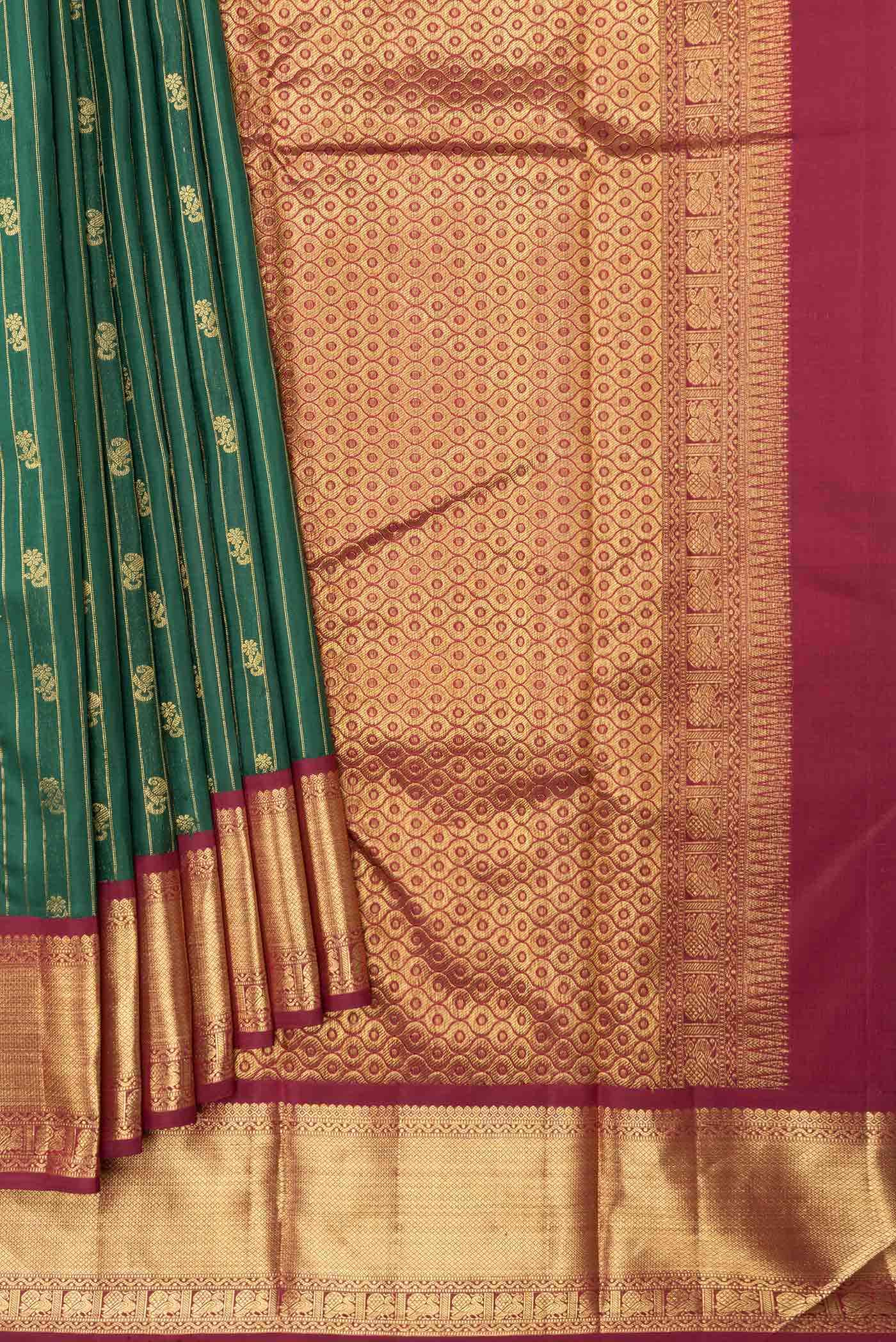 Pure Silk Pure Zari Green Kanchipuram Saree