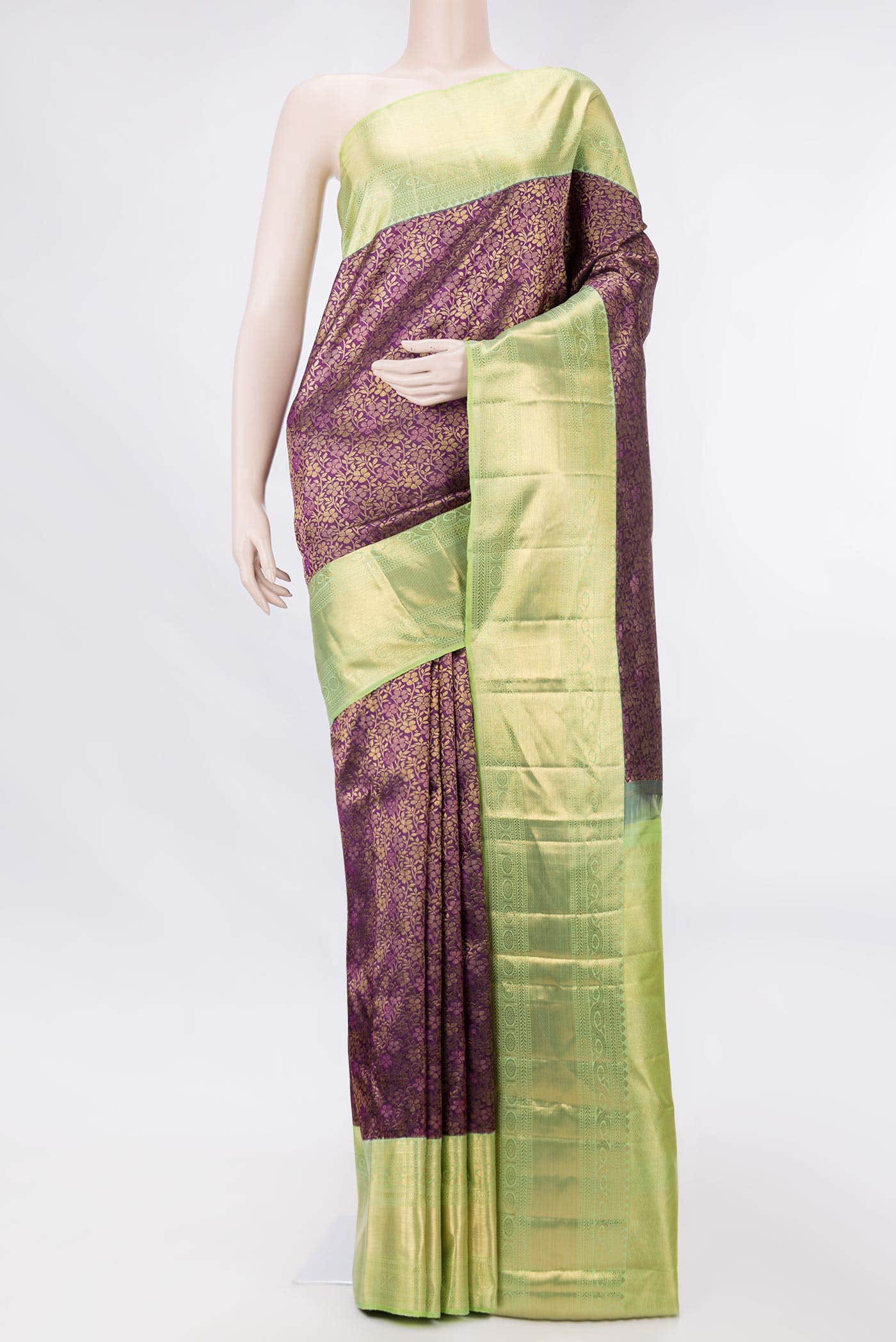Burgundy Dual Tone Kanchipuram Silk Saree