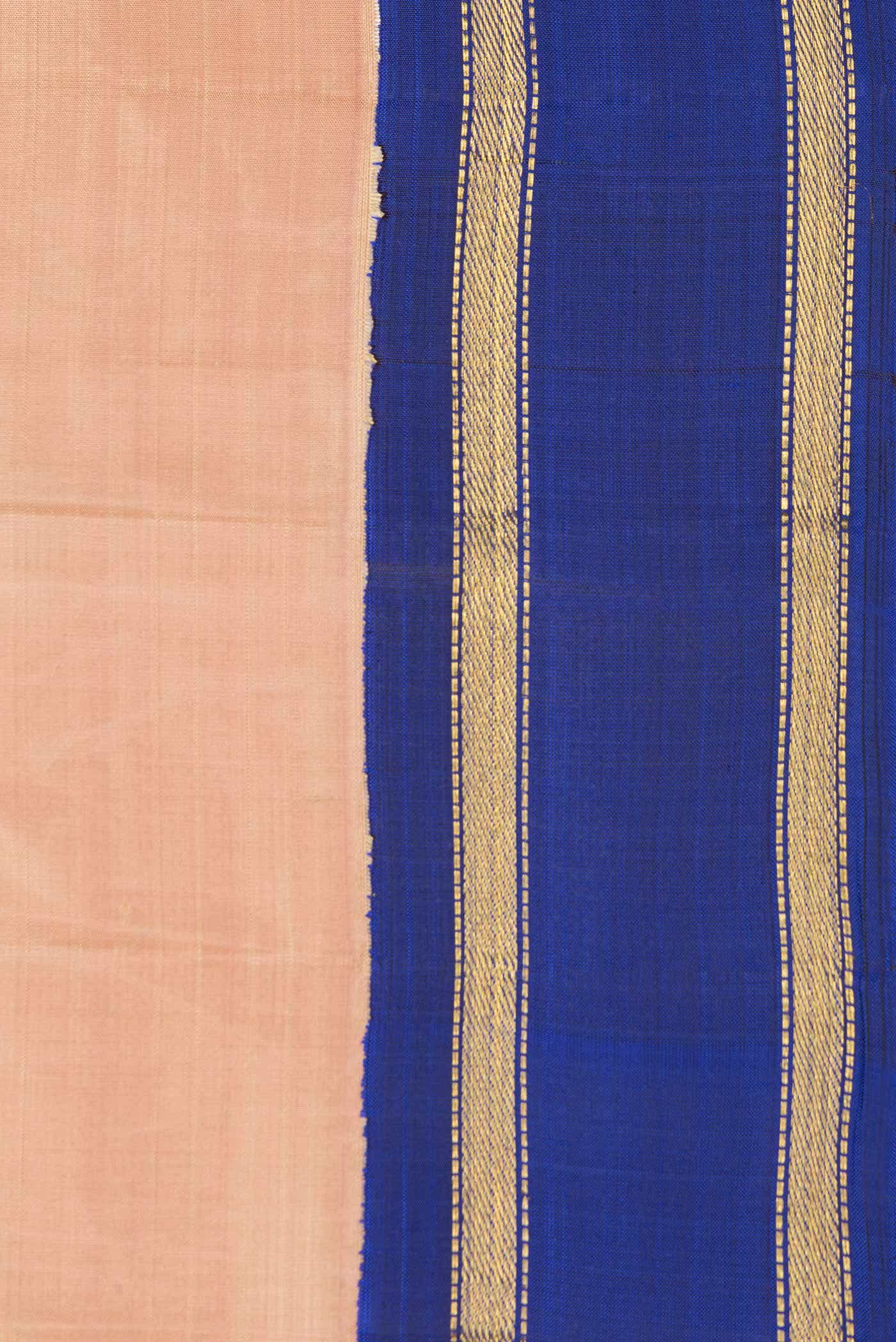 Pure Silk Pure Zari Rose Gold Dual Tone Kanchipuram Saree