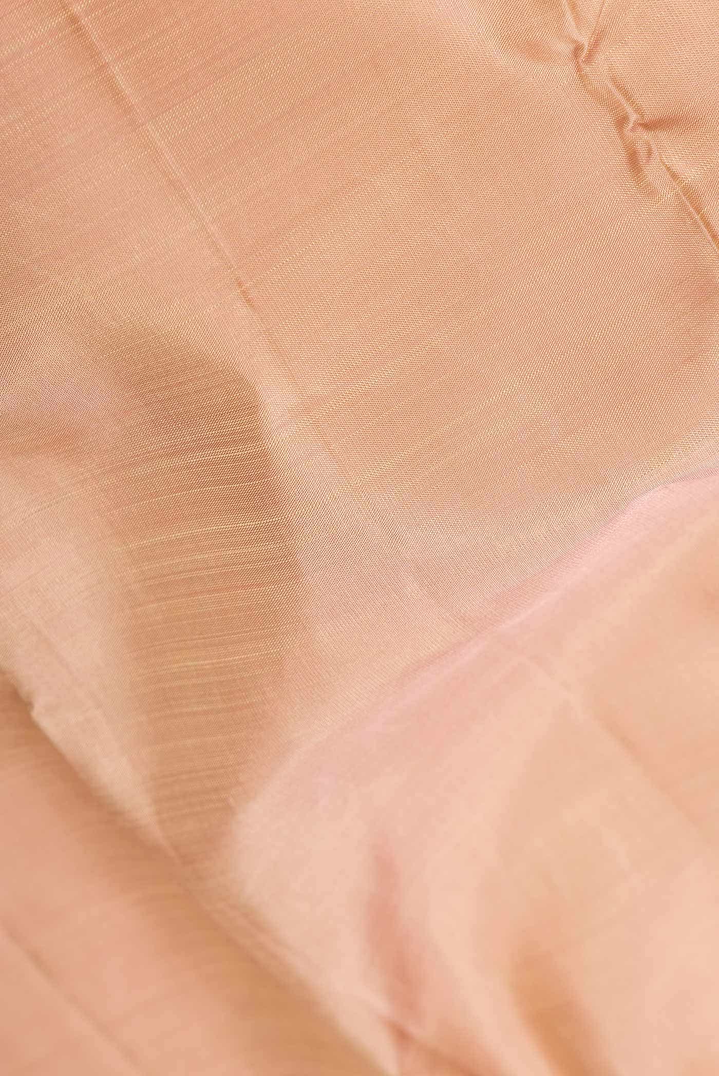 Pure Silk Pure Zari Rose Gold Dual Tone Kanchipuram Saree