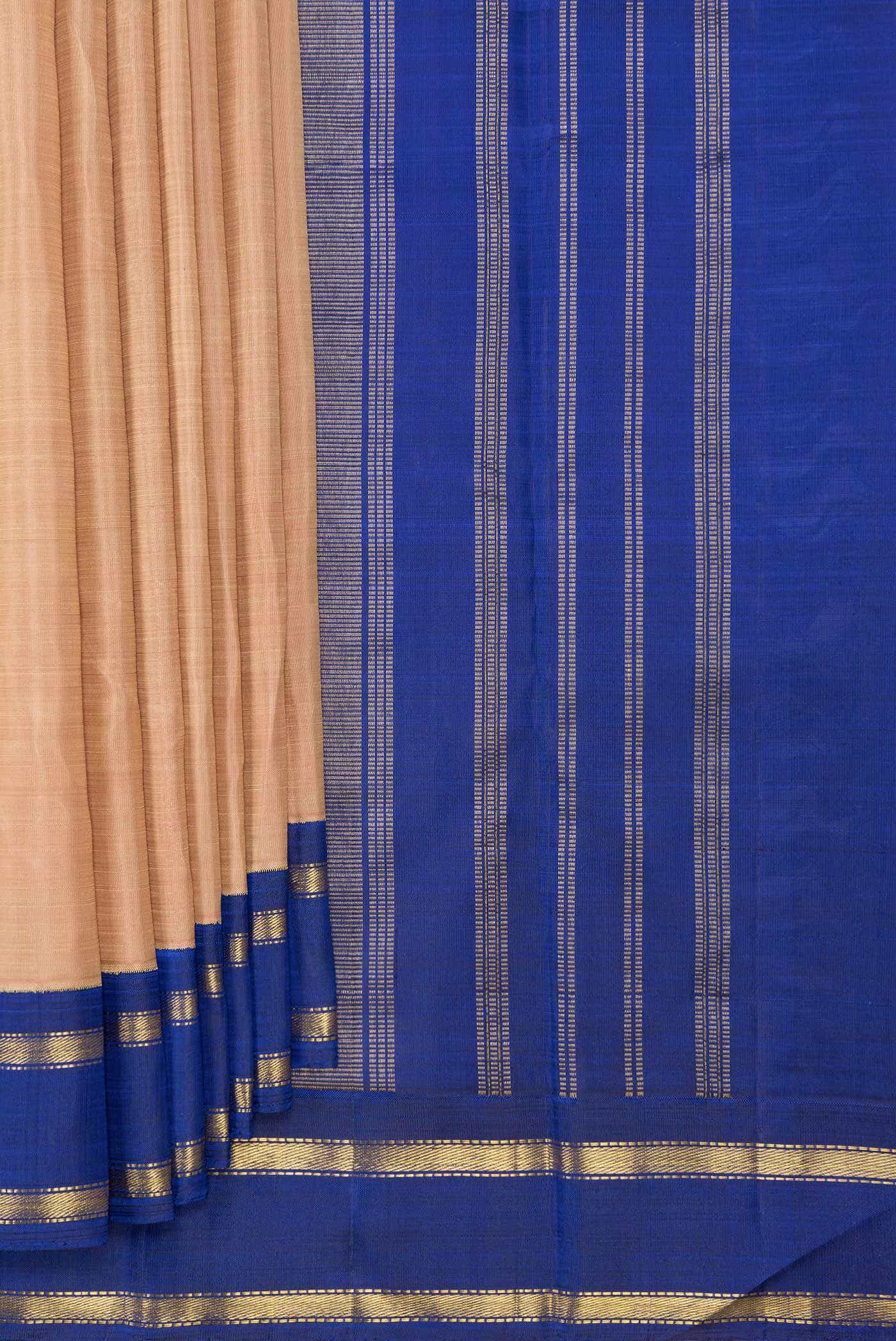 Pure Silk Pure Zari Rose Gold Dual Tone Kanchipuram Saree