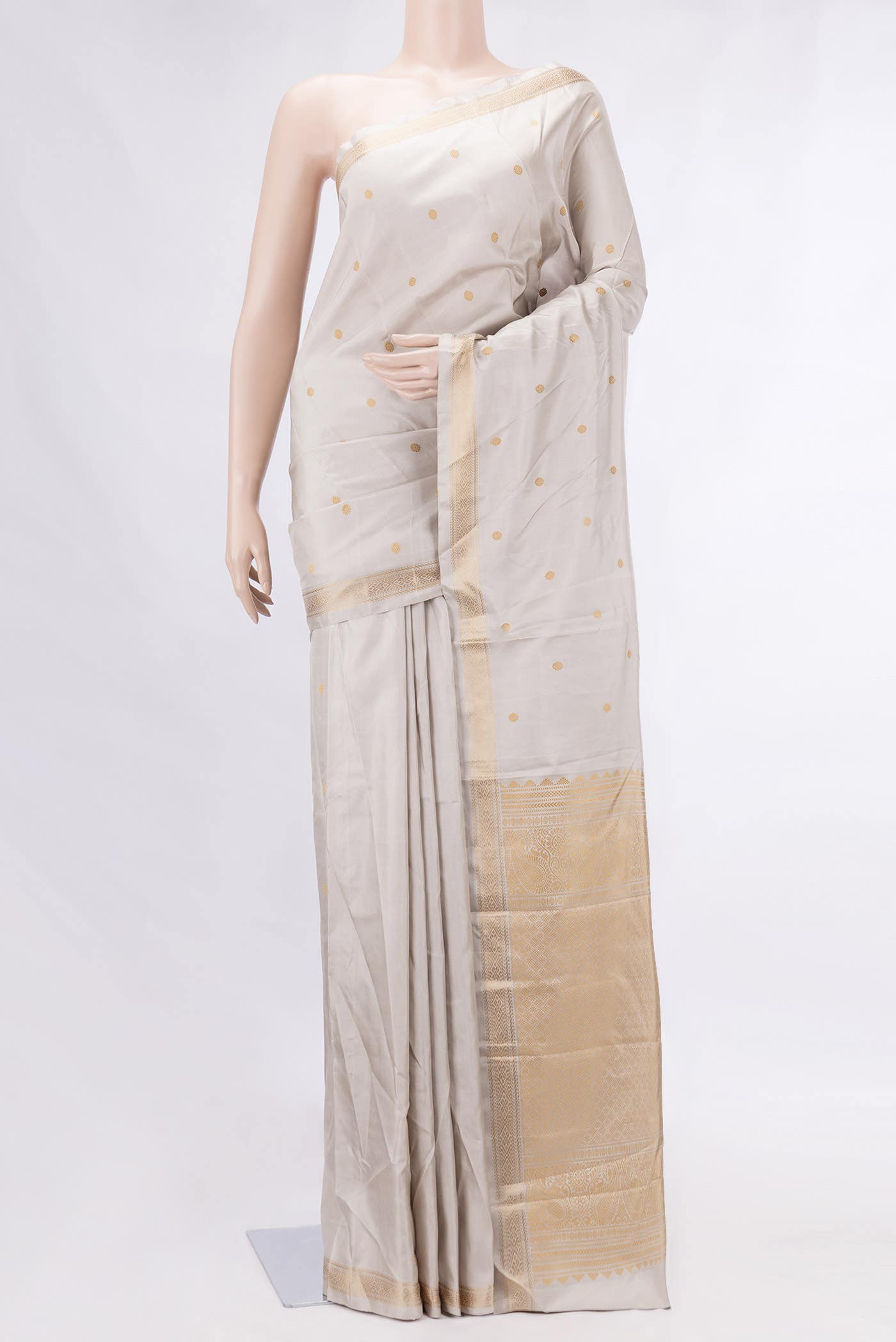 Grey Dual Tone Kanchipuram Silk Saree