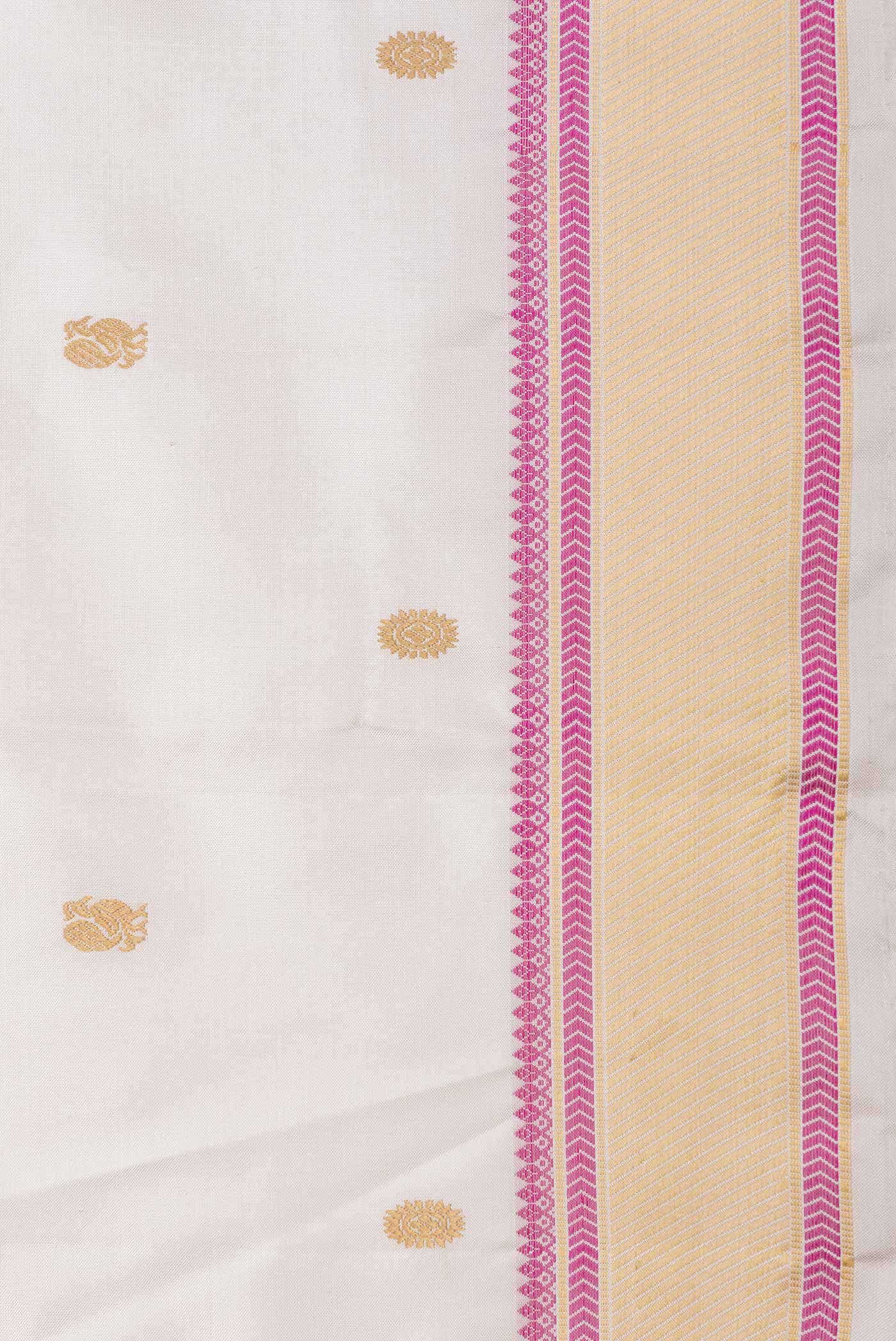 Off White Dual Tone Kanchipuram Silk Saree