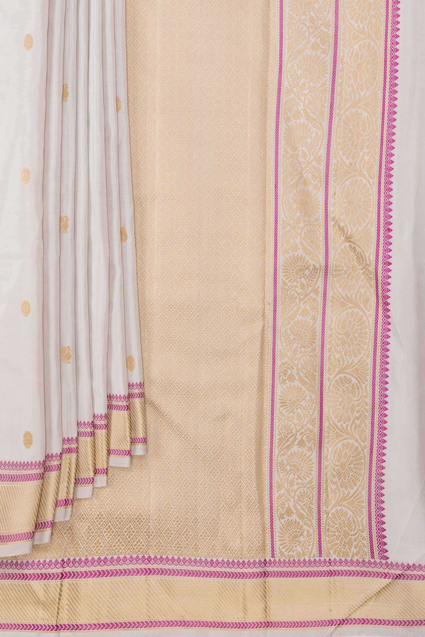 Off White Dual Tone Kanchipuram Silk Saree