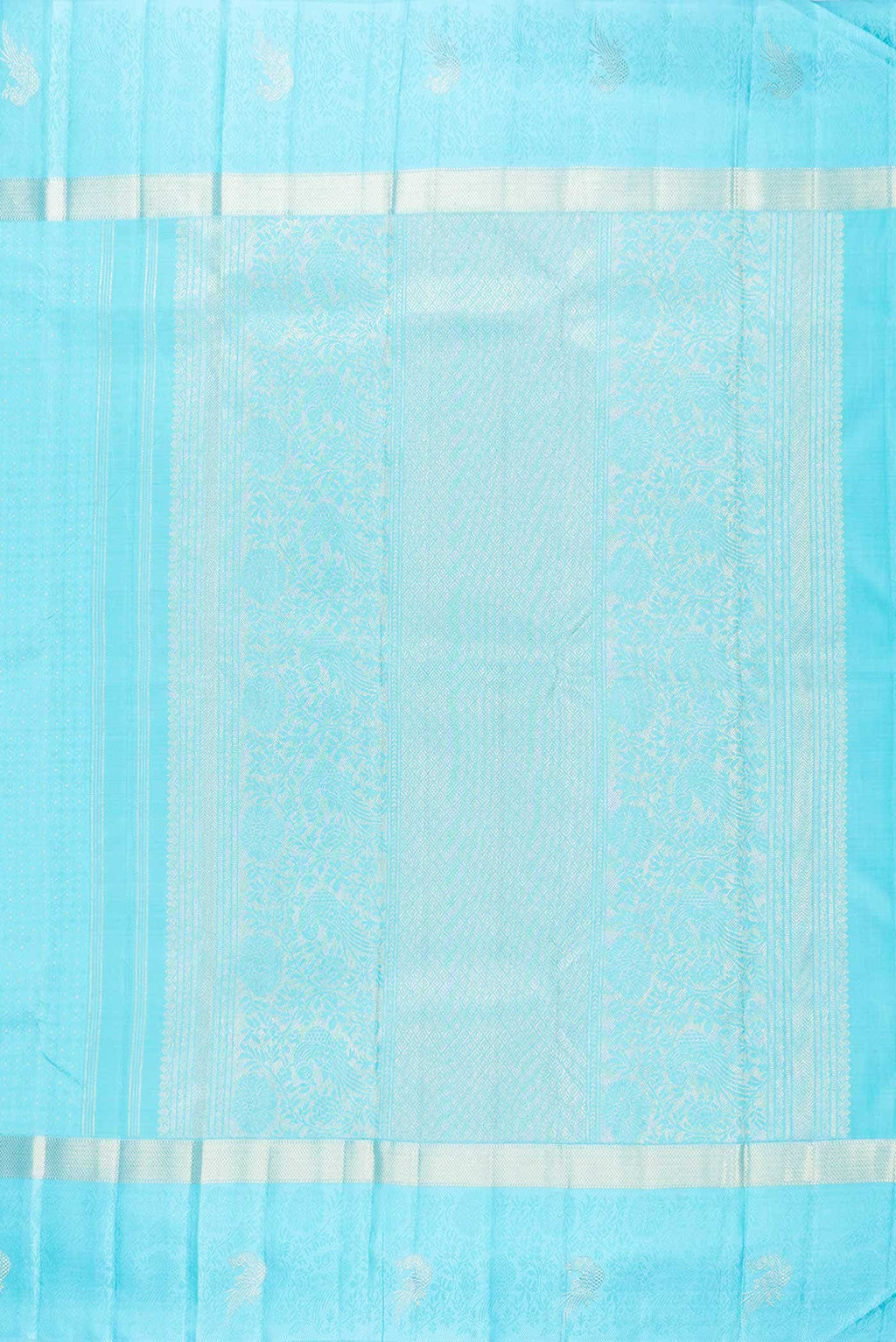 Pure Silk Pure Zari Sky Blue Dual Tone Kanchipuram Saree