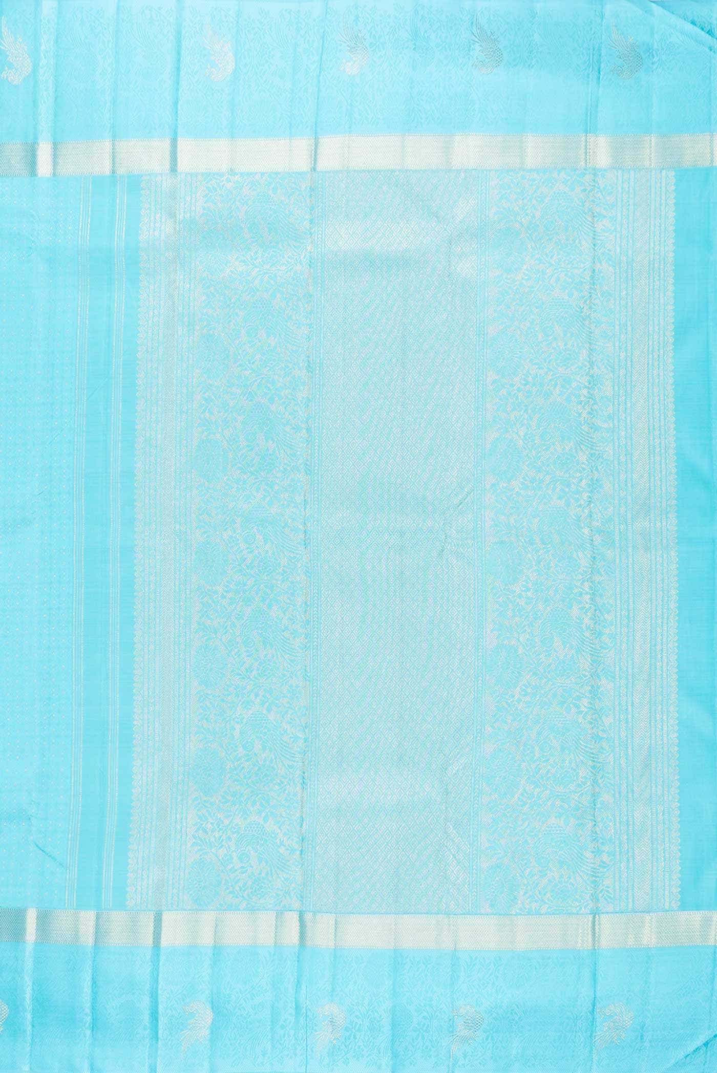 Pure Silk Pure Zari Sky Blue Dual Tone Kanchipuram Saree