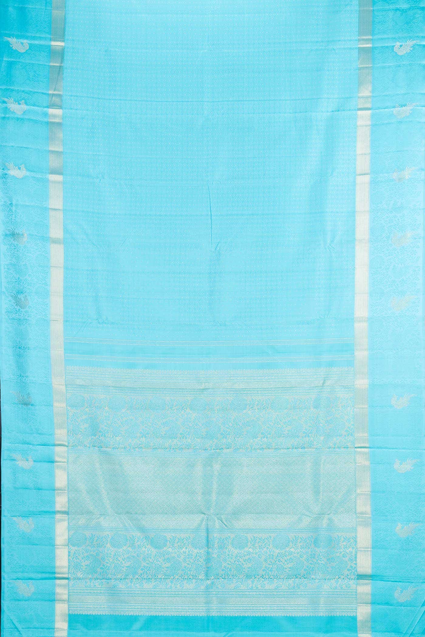 Pure Silk Pure Zari Sky Blue Dual Tone Kanchipuram Saree